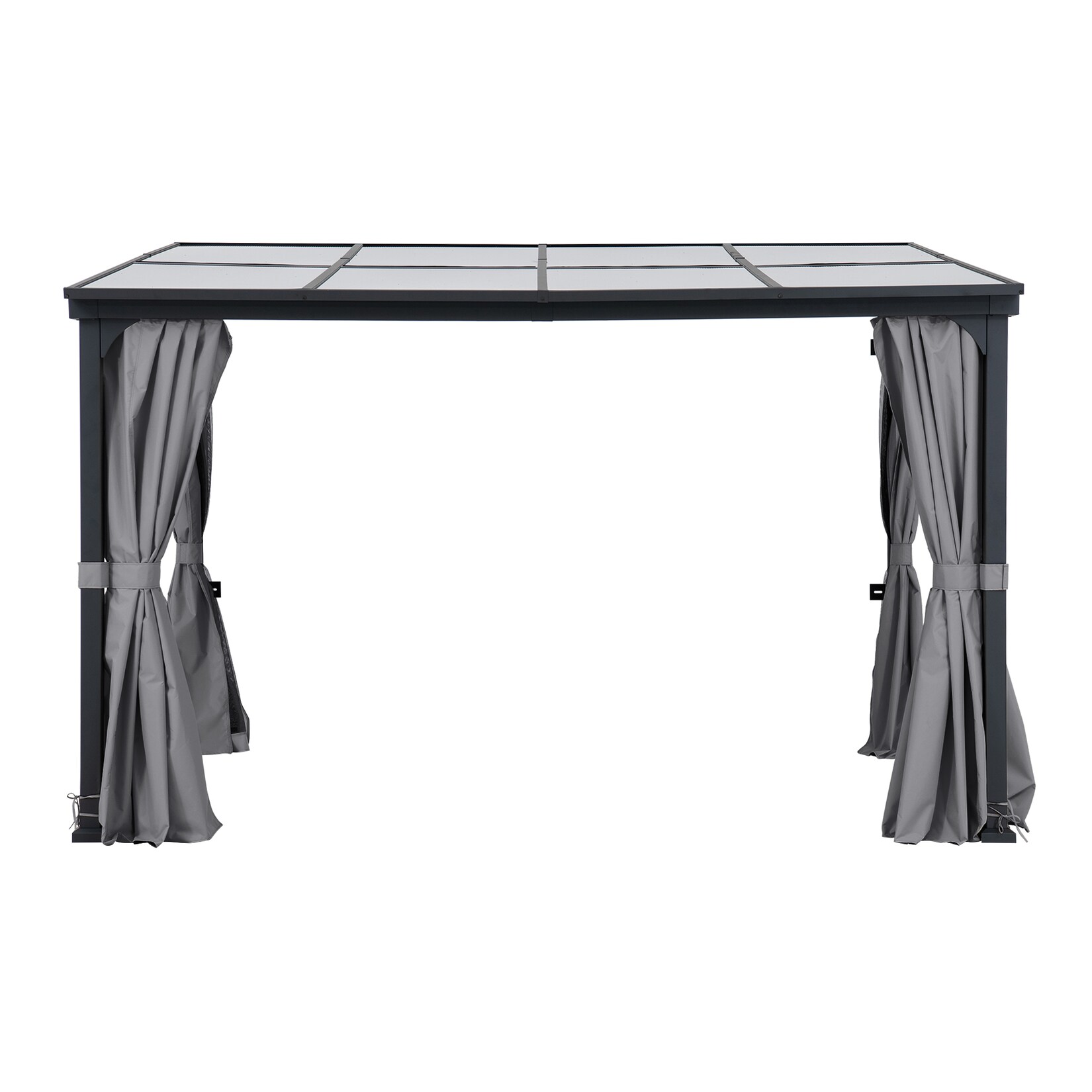Stahl Wandpavillon MEIJE mit Vorhängen und Netz - 360cm x 300cm, schwarz