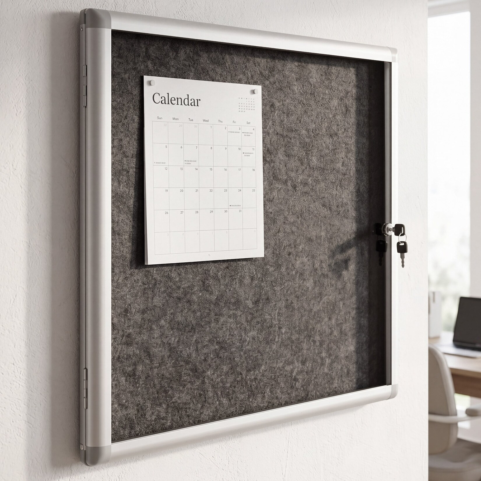 Schaukasten MCW-Q51, Memoboard Pinnwand mit Filzoberfläche, Aluminium abschließbar inkl. Zubehör 65x68x7cm ~ schwarz