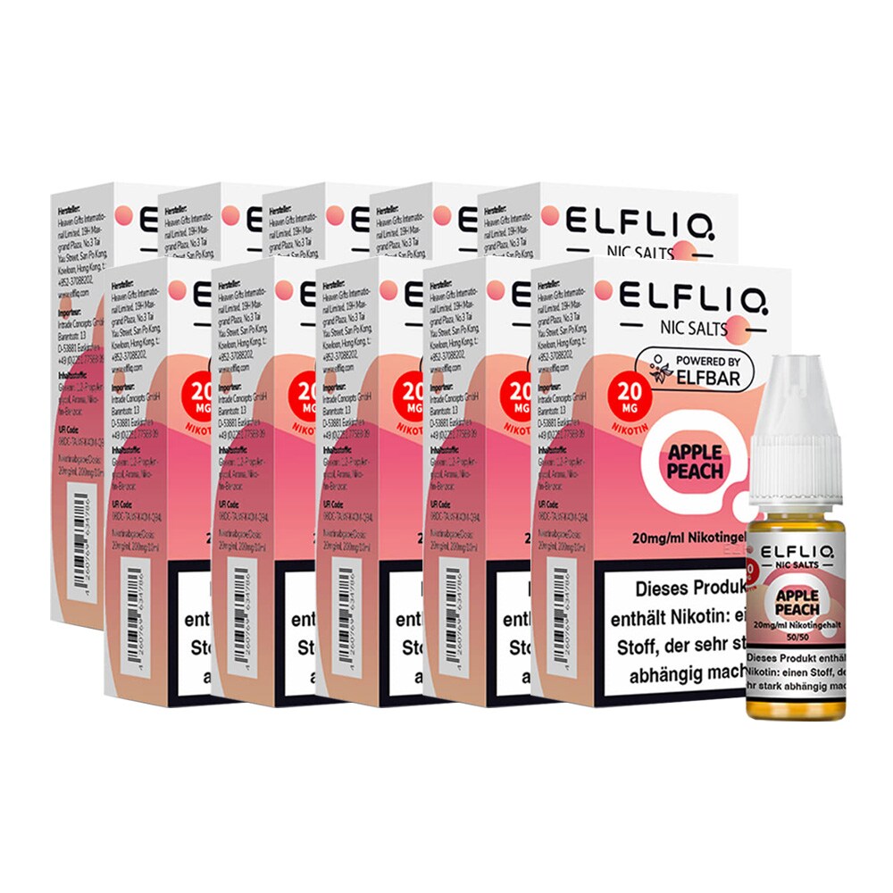 ELFBAR ELFLIQ - Apple Peach Nicotine Salt Liquid 10ml 2.0% 10er Pack - Bild 1