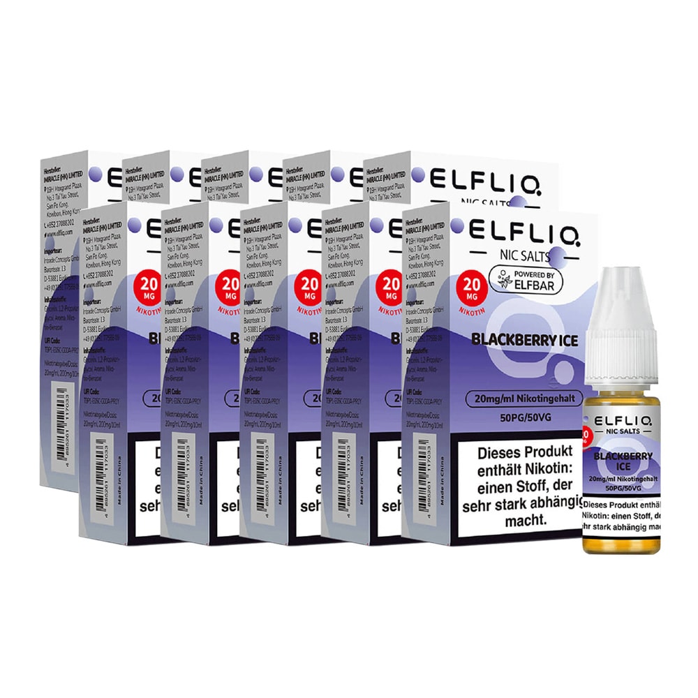 ELFBAR ELFLIQ - Blackberry Ice Nicotine Salt Liquid 10ml 2.0% 10er Pack - Bild 1