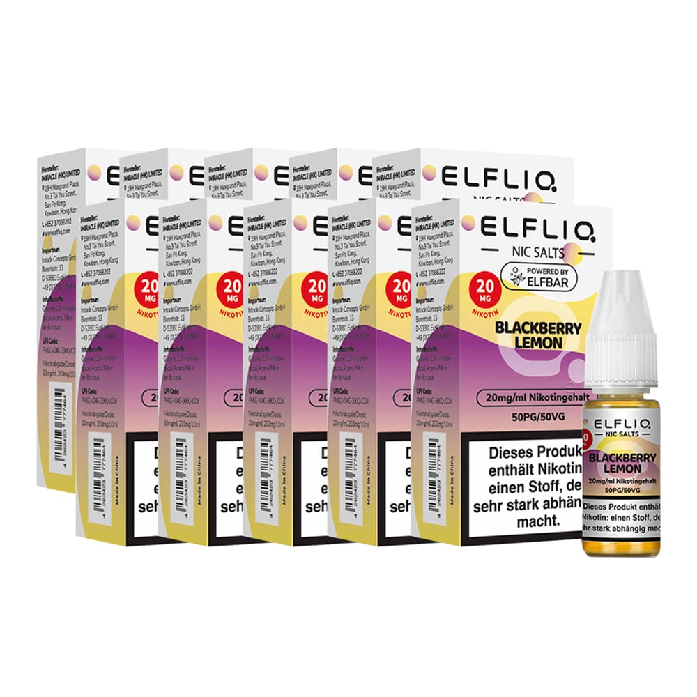 ELFBAR ELFLIQ - Blackberry Lemon Nicotine Salt Liquid 10ml 2.0% 10er Pack - Bild 1