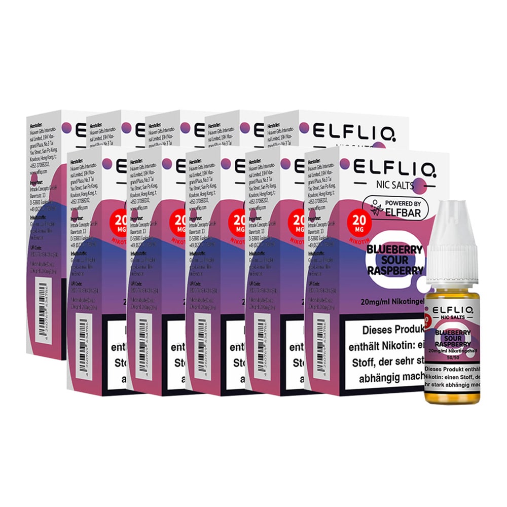 ELFBAR ELFLIQ - Blueberry Sour Raspberry Nicotine Salt Liquid 10ml 2.0% 10er Pack - Bild 1
