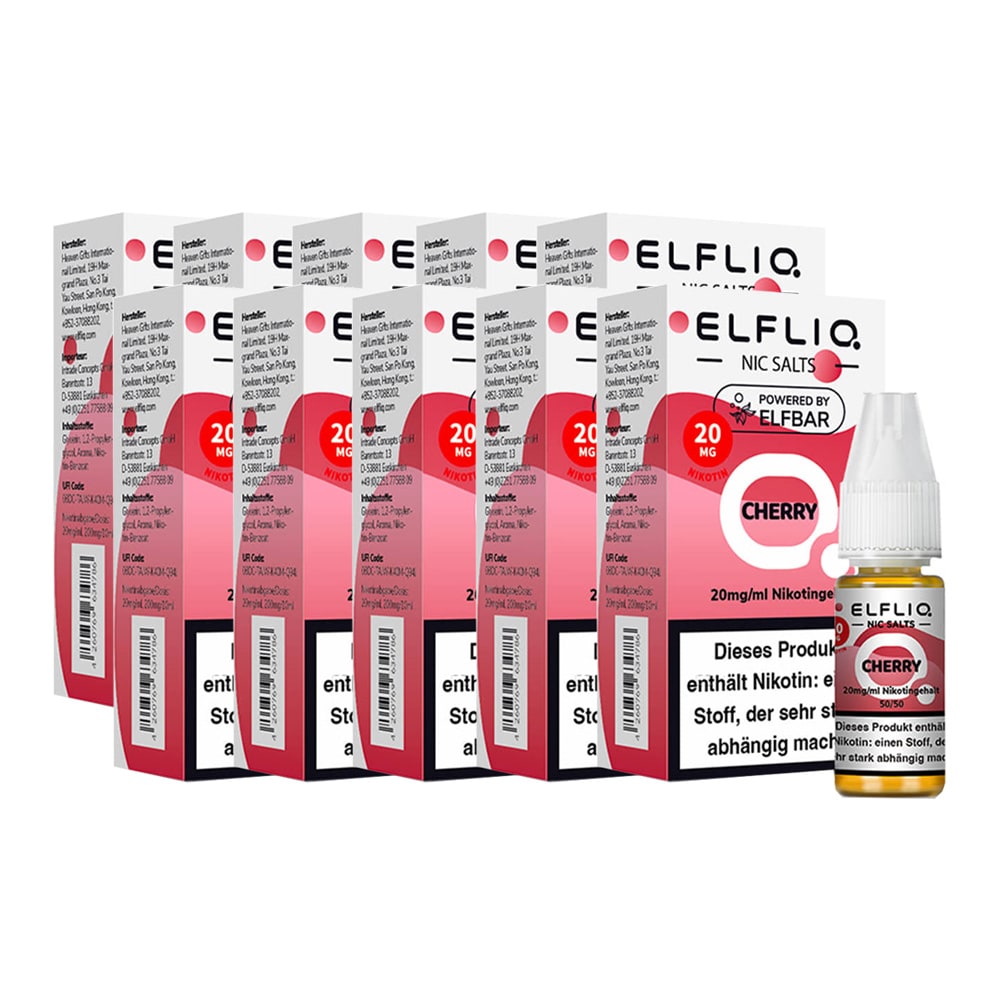 ELFBAR ELFLIQ - Cherry Nicotine Salt Liquid 10ml 2.0% 10er Pack - Bild 1