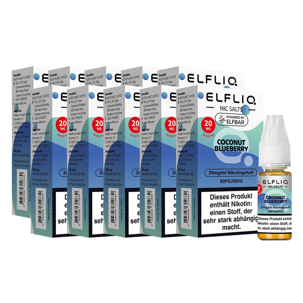 ELFBAR ELFLIQ - Coconut Blueberry Nicotine Salt Liquid 10ml 2.0% 10er Pack - Bild 1