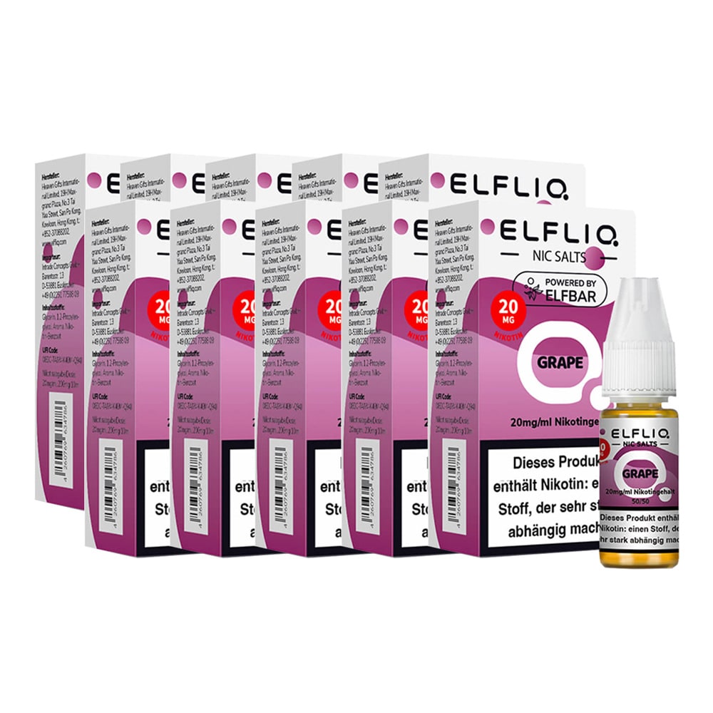 ELFBAR ELFLIQ - Grape Nicotine Salt Liquid 10ml 2.0% 10er Pack - Bild 1