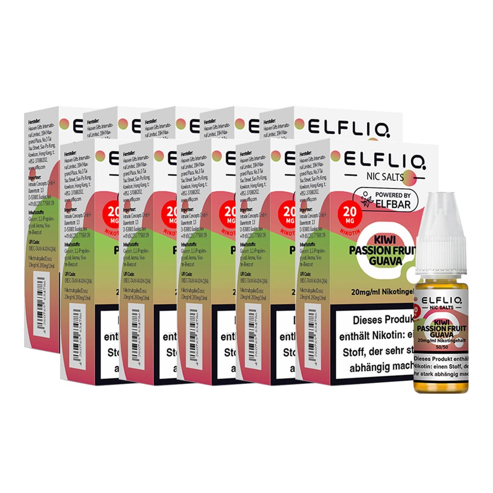 ELFBAR ELFLIQ - Kiwi Passion Fruit Guava Nicotine Salt Liquid 10ml 2.0% 10er Pack - Bild 1