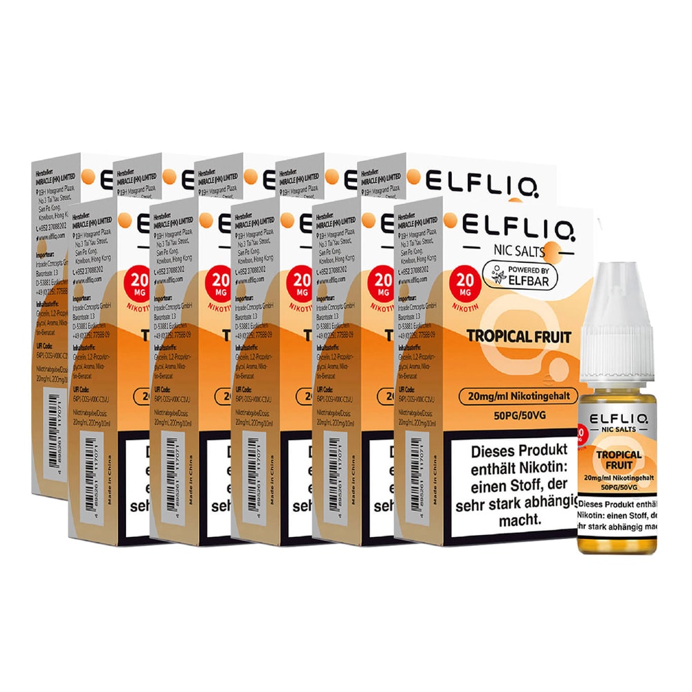 ELFBAR ELFLIQ - Tropical Fruit Nicotine Salt Liquid 10ml 2.0% 10er Pack - Bild 1