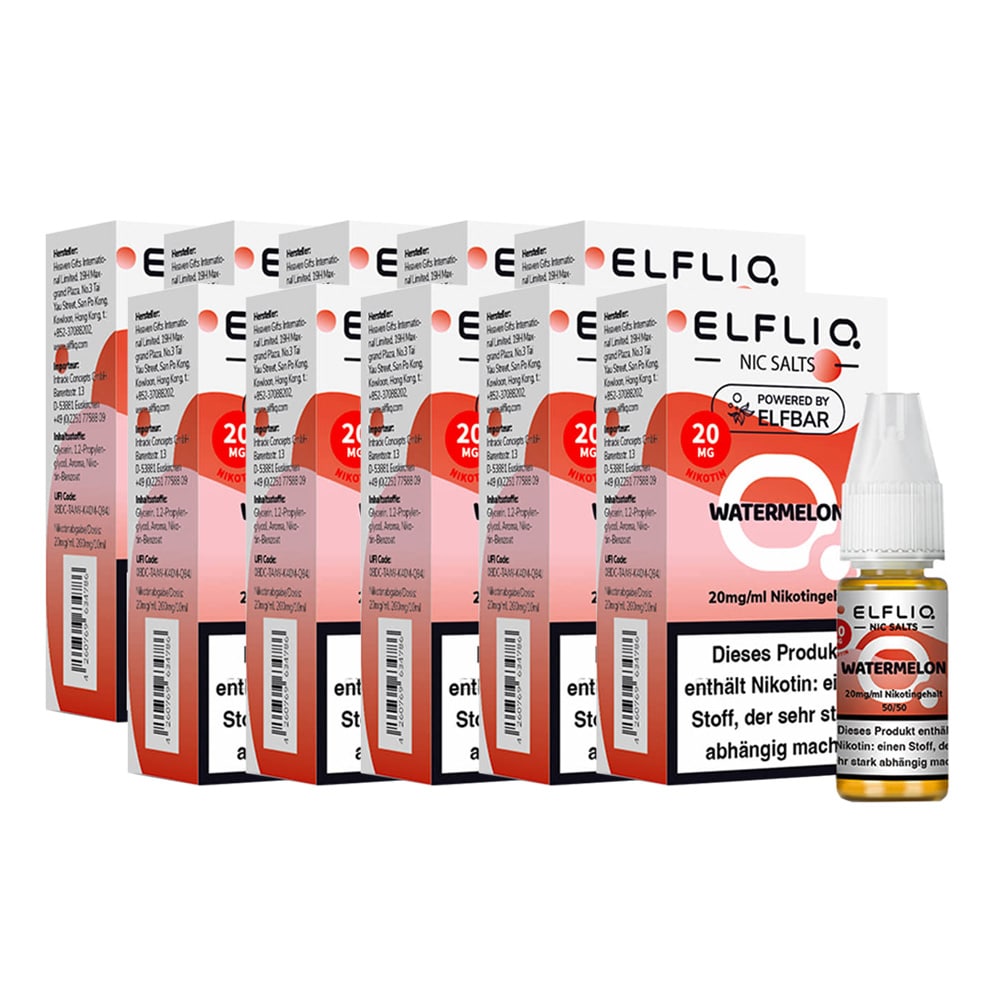 ELFBAR ELFLIQ - Watermelon Nicotine Salt Liquid 10ml 2.0% 10er Pack - Bild 1