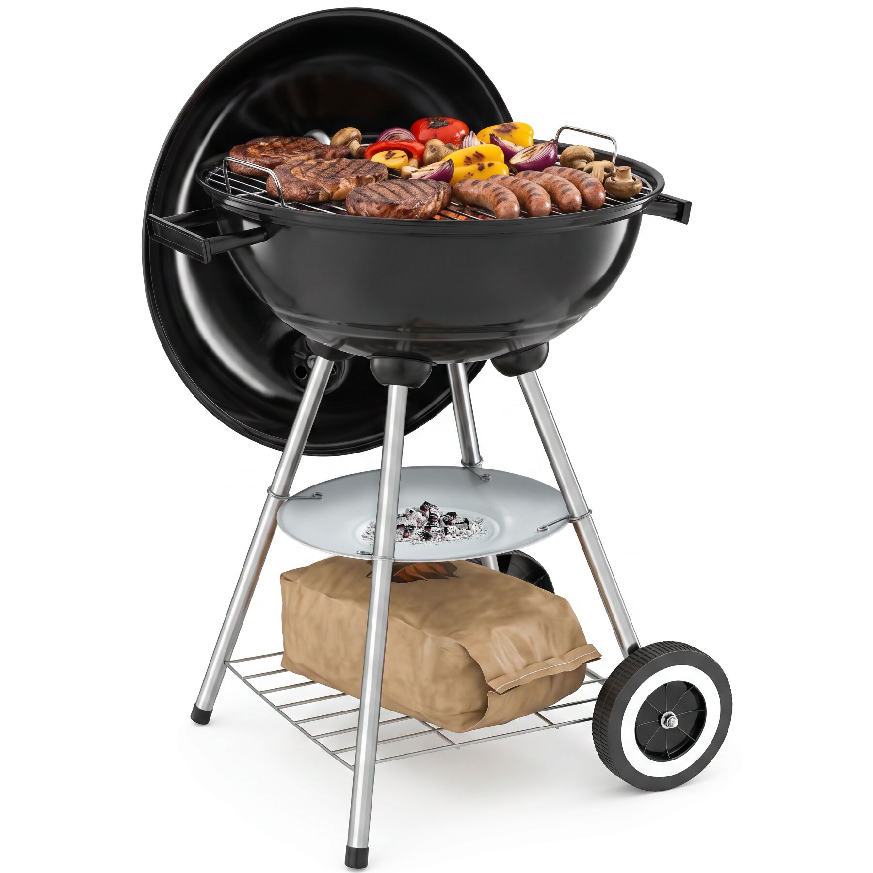 tectake&reg; Kugelgrill, mit 2 R&auml;dern, abnehmbare Ascheschale, &Oslash; Rost 41,5 cm - Bild 1