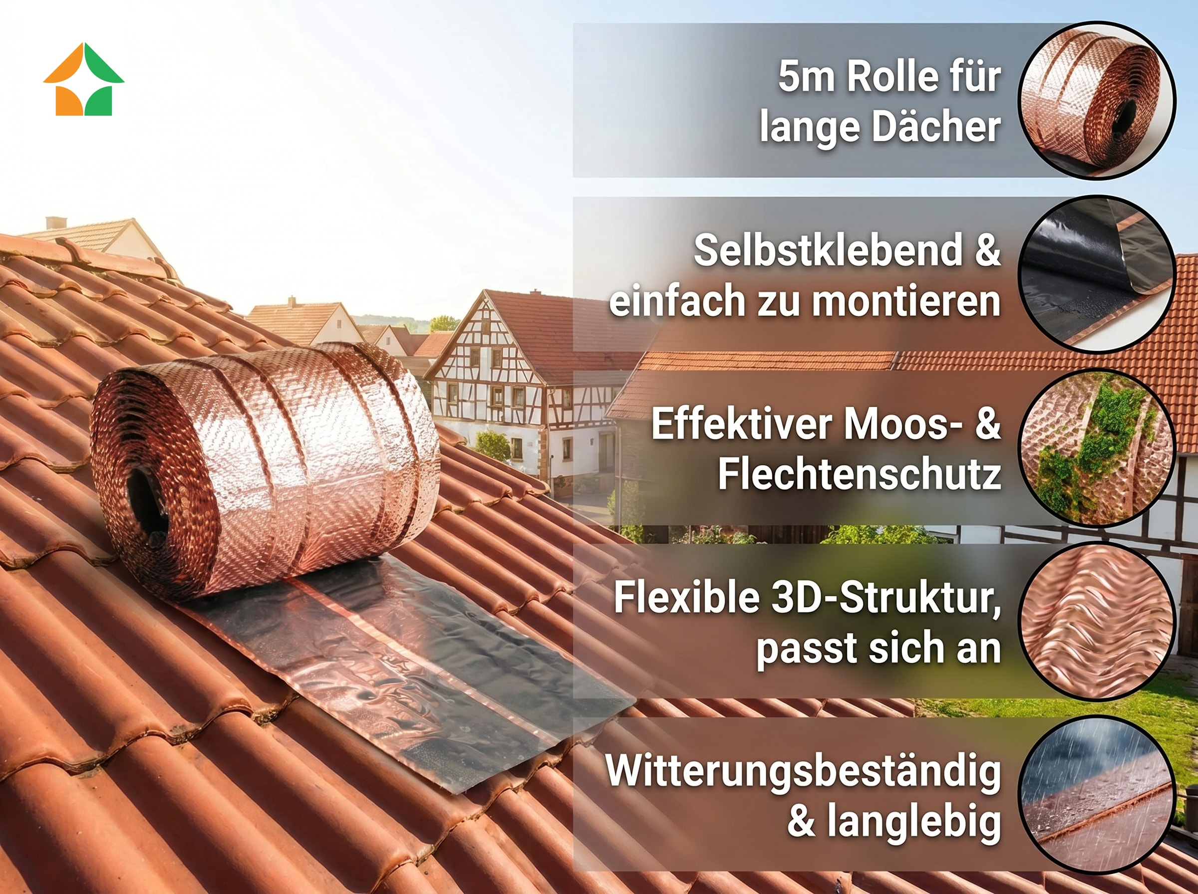 Kupfer Dachschutz IMPACT - Starke Haftung - Ideal f&uuml;r D&auml;cher & Fenster - Bild 1