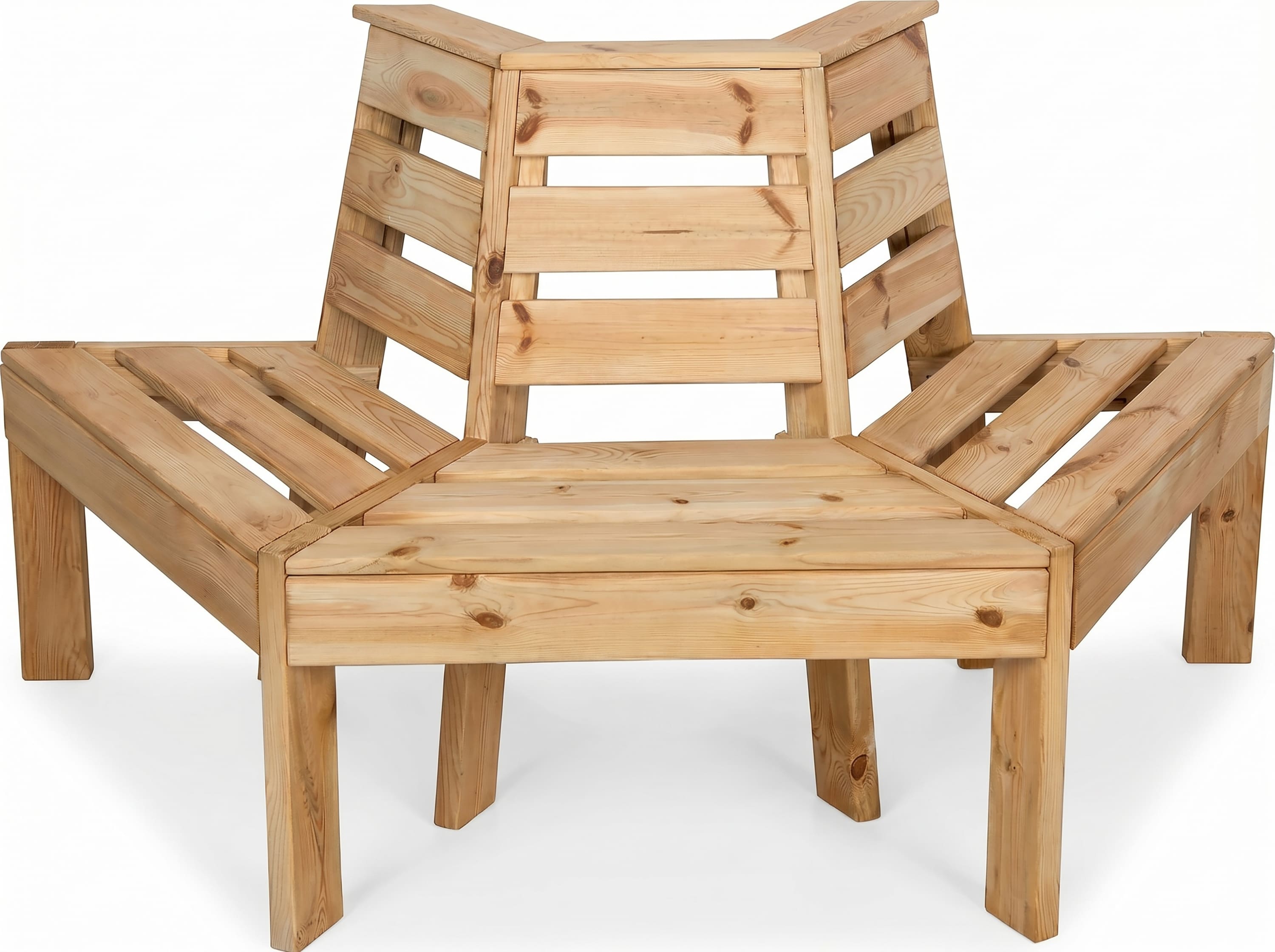 Baumbank 4-Eckig & 180&deg;, ca. 74 x 167 x 75 cm aus Tannenholz - Bild 1