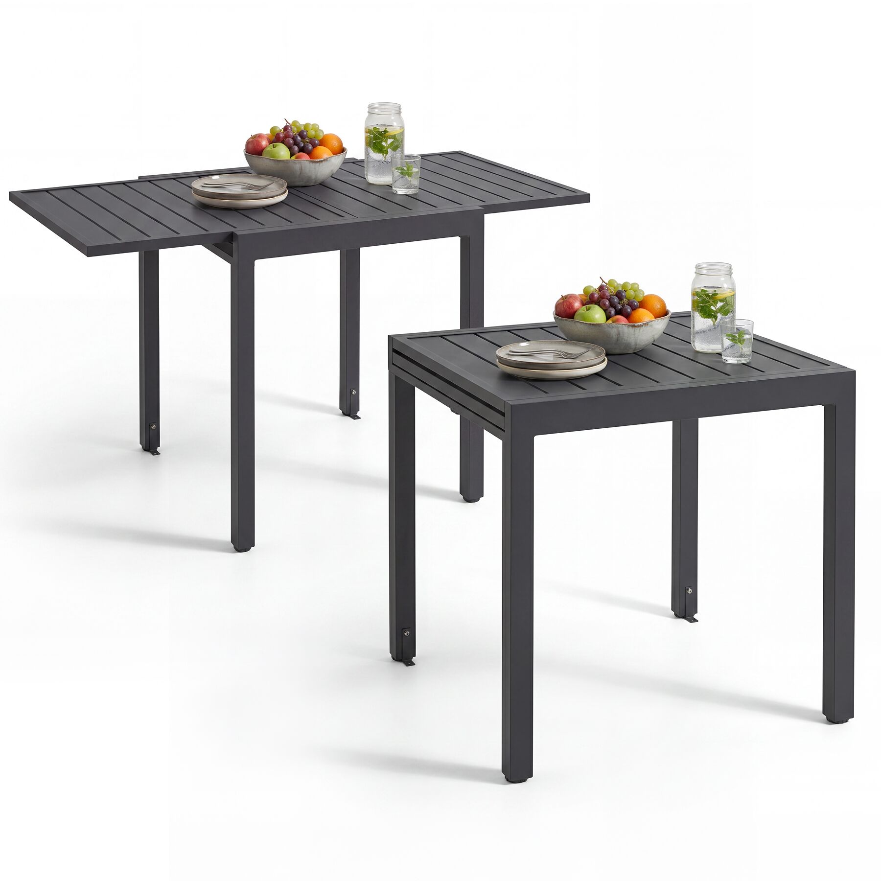 tectake&reg; Aluminium-Gartentisch, f&uuml;r 4&ndash;6 Personen, ausziehbar, Lamellenoberfl&auml;che, 70&ndash;140 x 70 x 75 cm - Bild 1