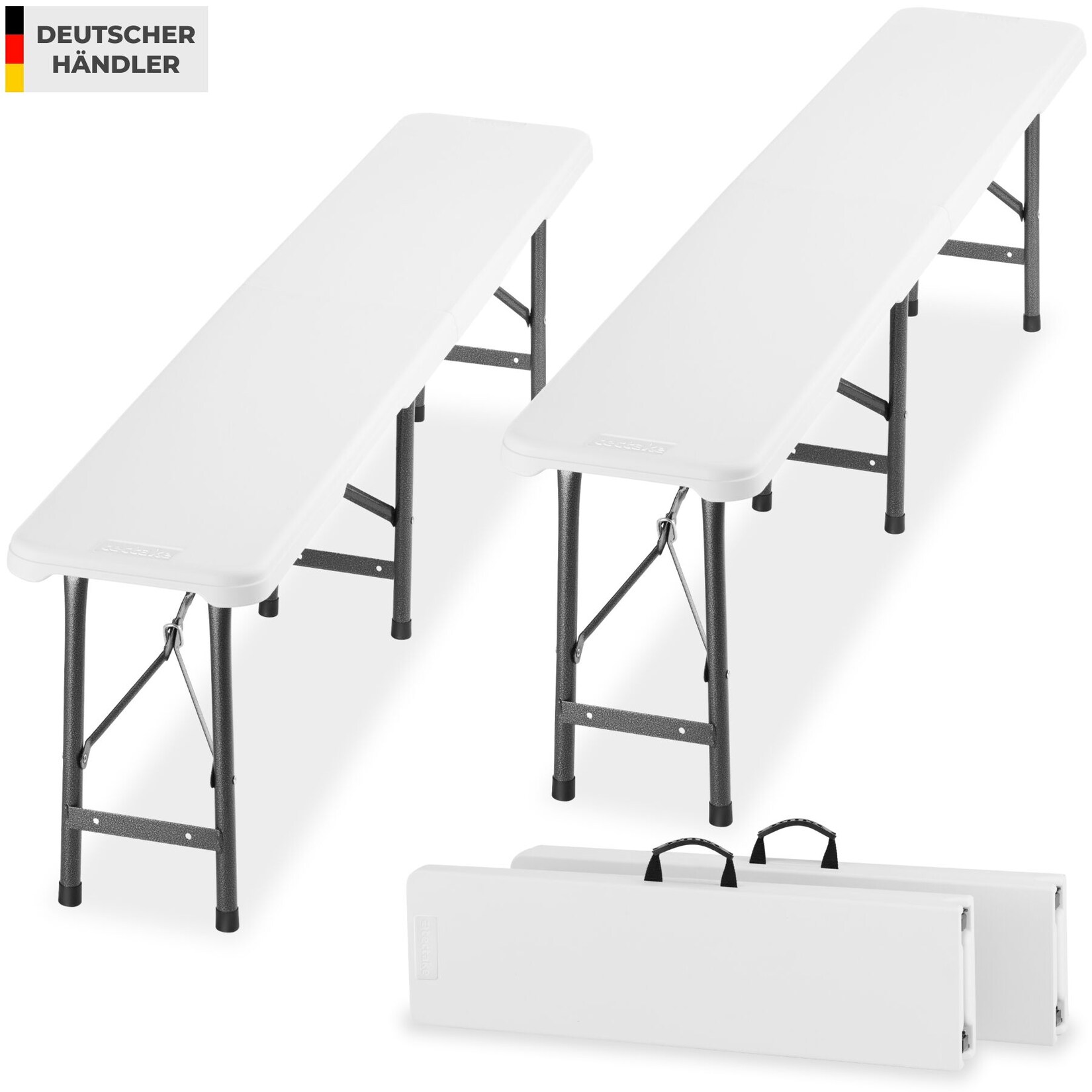 tectake® 2er Set Bierbank, wetterfest, je 500 kg belastbar, bis zu 8 Personen, gummierte Tragegriffe