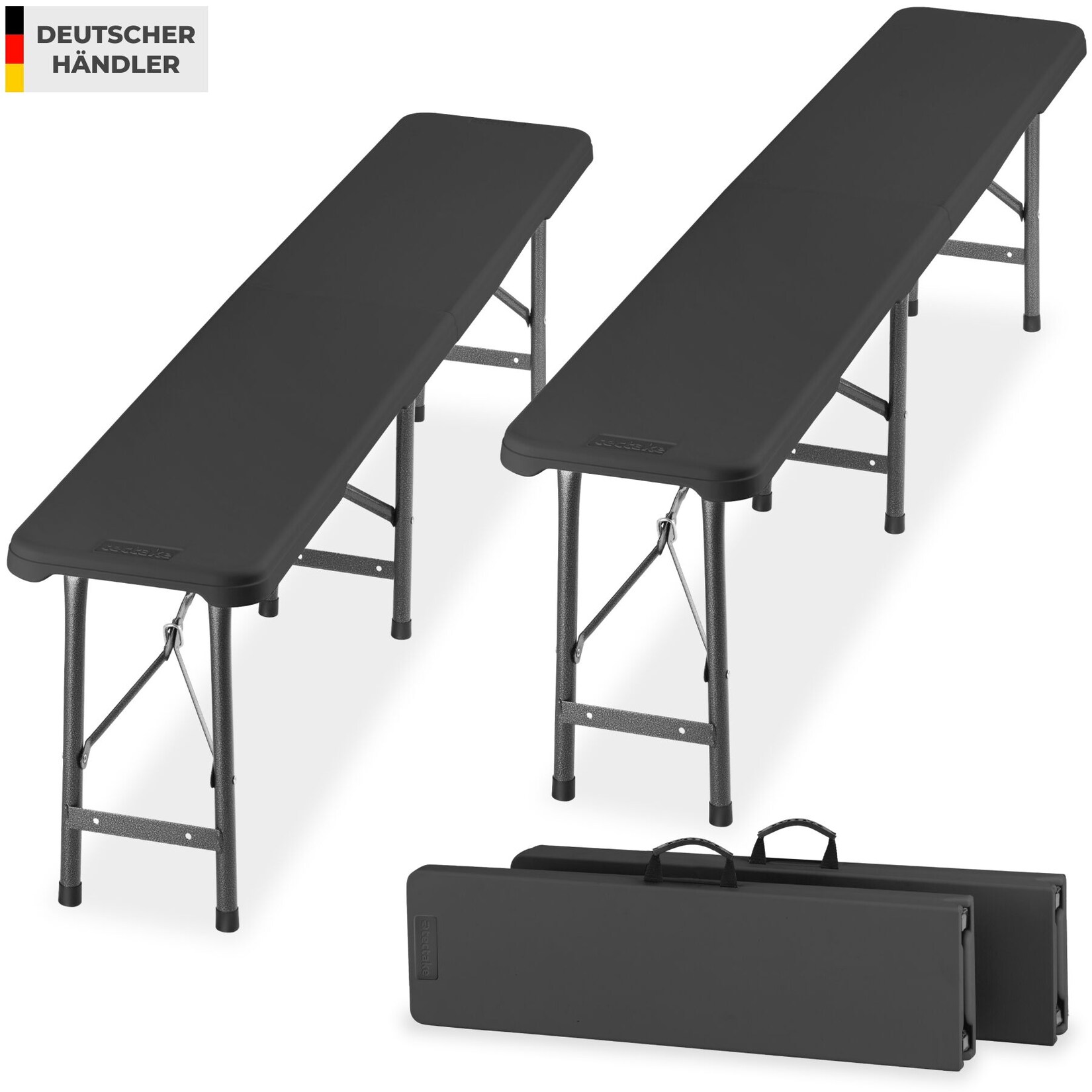 tectake® 2er Set Bierbank, wetterfest, je 500 kg belastbar, bis zu 8 Personen, gummierte Tragegriffe