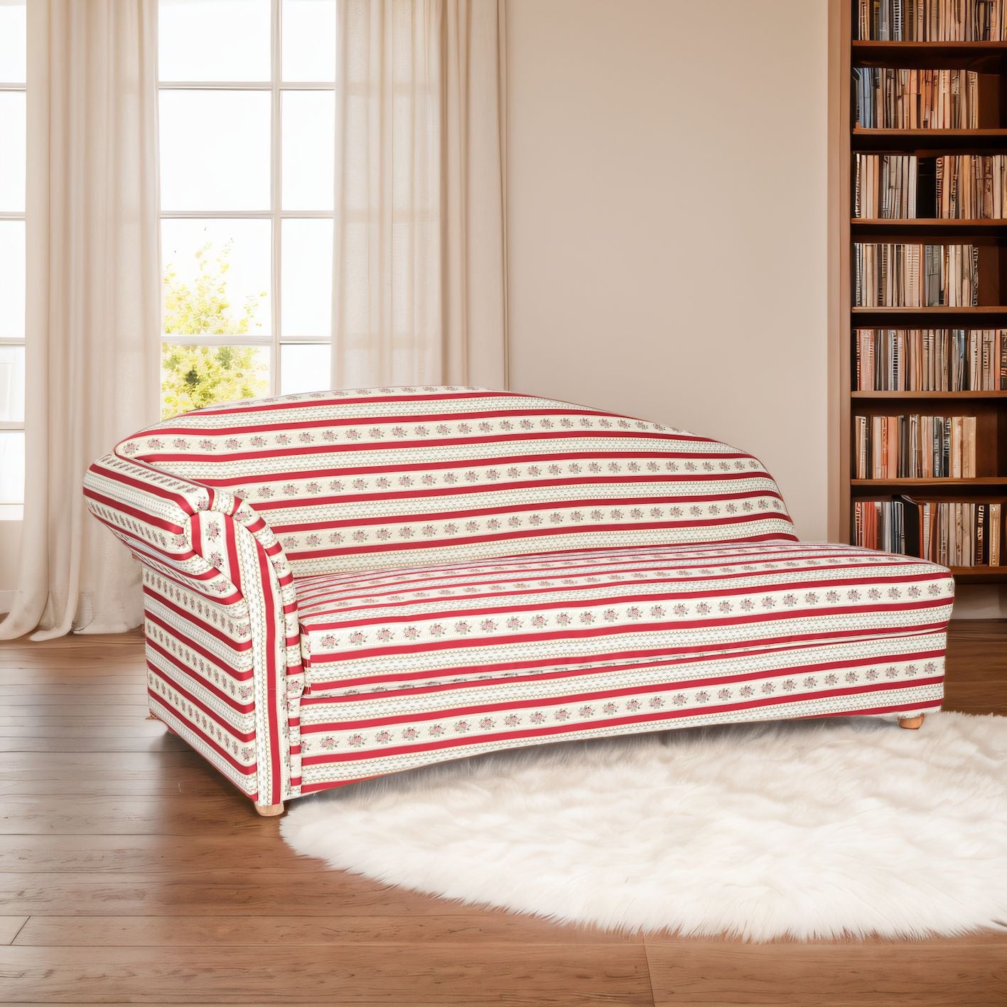 3-Sitzer Sofa Loretta mit linker Armlehne, ca. 193 x 83 x 85 cm Rot gestreift & Blumenmuster - Bild 1