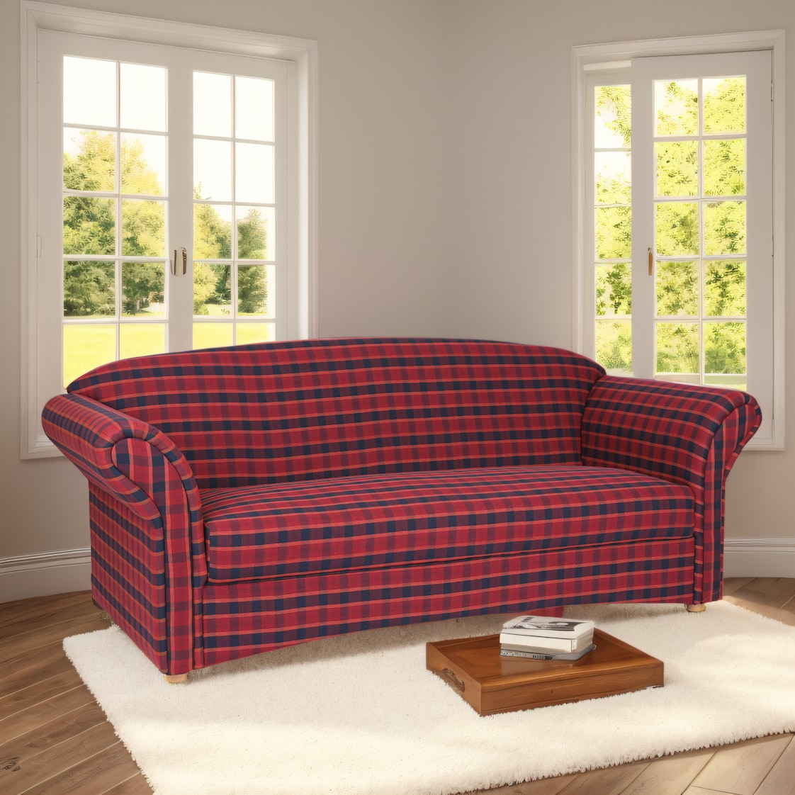 3-Sitzer Sofa Loretta, ca. 204 x 83 x 85 cm – Rot kariert