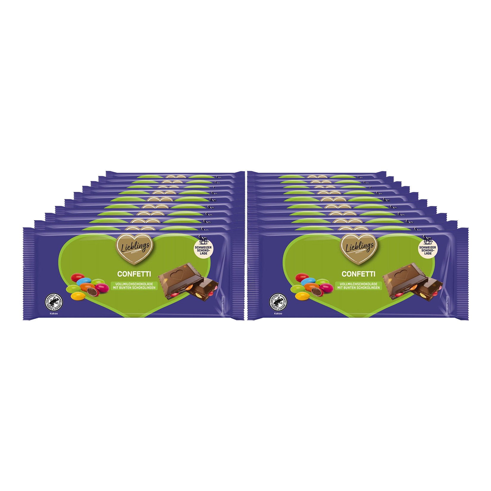 Lieblings Schokolade mit bunten Schokolinsen Vollmilch 90 g, 20er Pack - Bild 1