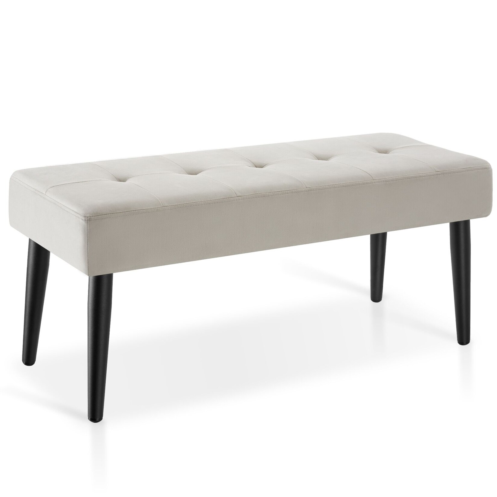 tectake® Sitzbank, mit Samt oder Bouclé, bodenschonende Kunststoffkappen, Belastbarkeit 220 kg, 95 x 38 x 45 cm