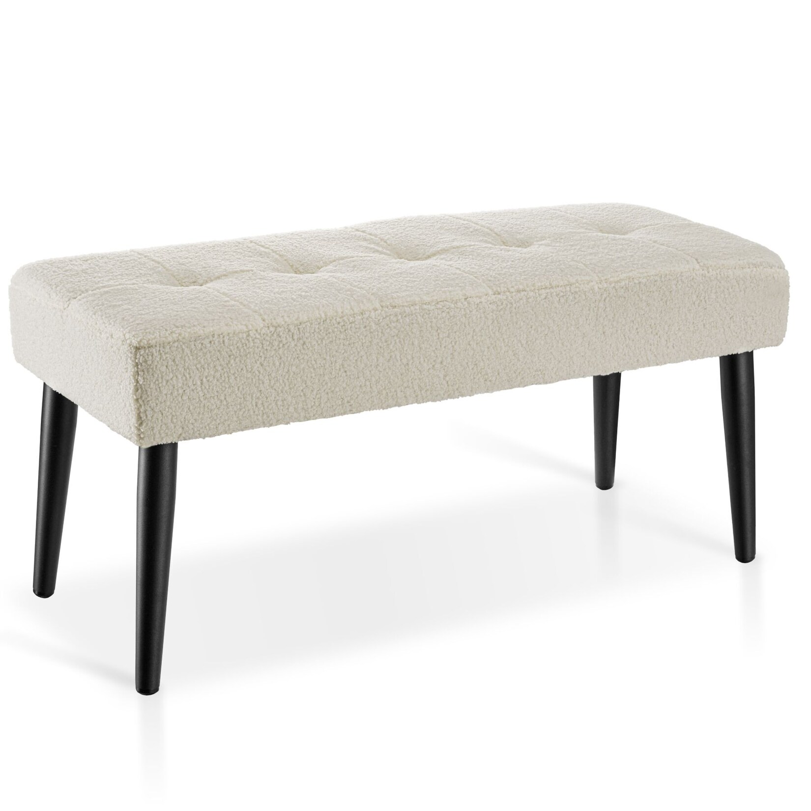 tectake® Sitzbank, mit Samt oder Bouclé, bodenschonende Kunststoffkappen, Belastbarkeit 220 kg, 95 x 38 x 45 cm