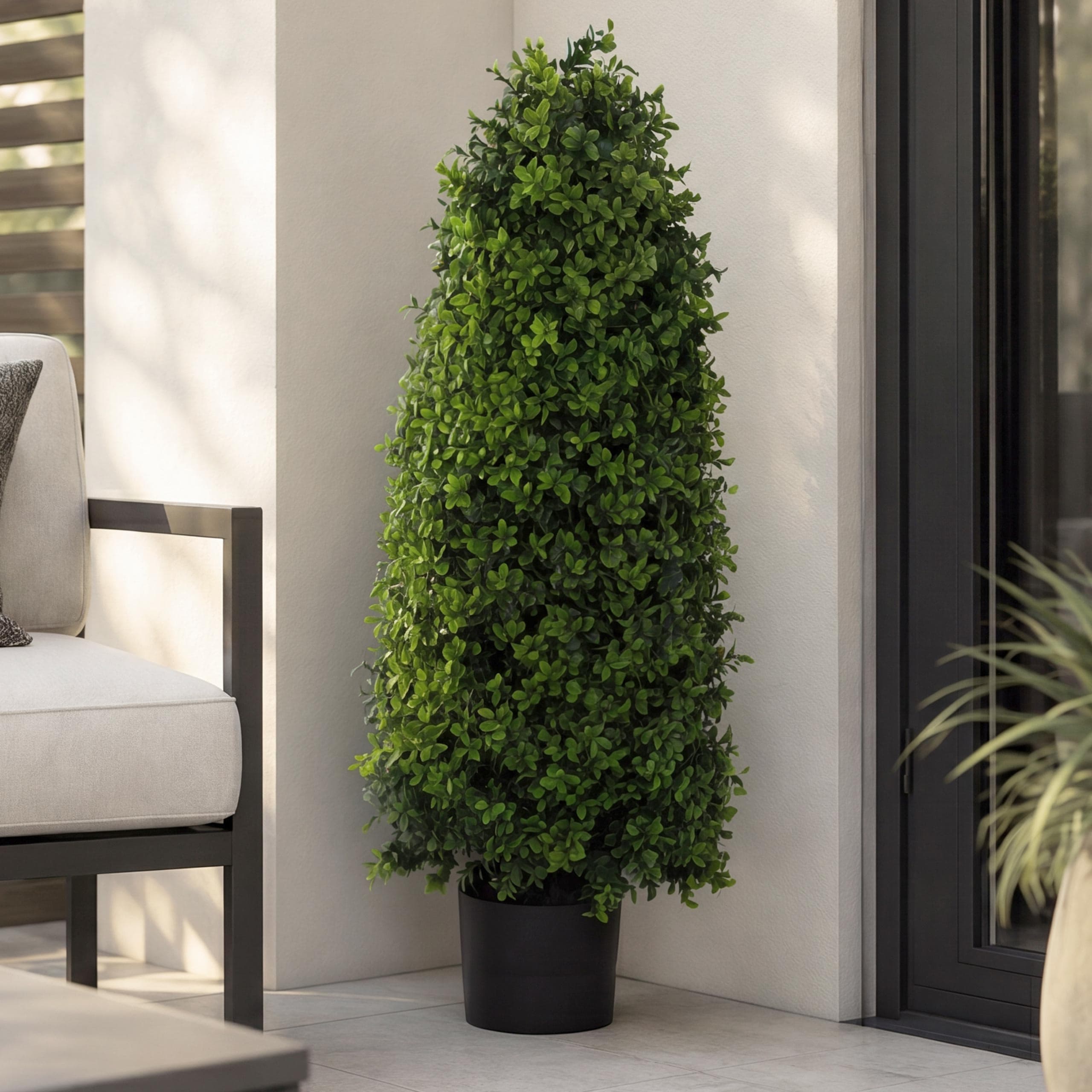 K&uuml;nstlicher Buchsbaum MCW-Q89, Buchs Buxus im Topf Dekobaum Kunstpflanze Kegel naturgetreu immergr&uuml;n Outdoor&nbsp;90x35x35cm - Bild 1