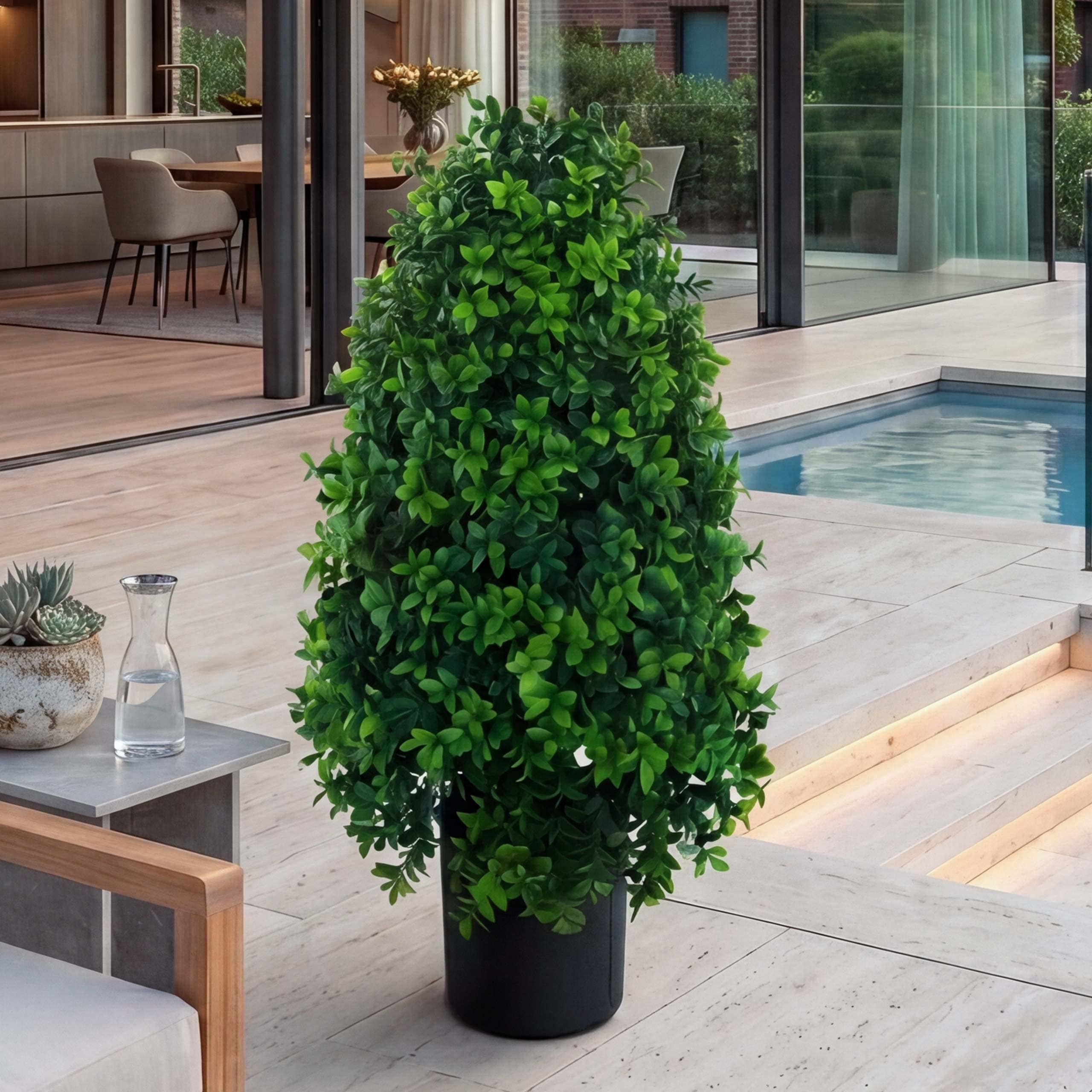 K&uuml;nstlicher Buchsbaum MCW-Q89, Buchs Buxus im Topf Dekobaum Kunstpflanze Kegel naturgetreu immergr&uuml;n Outdoor&nbsp;60x30x30cm - Bild 1