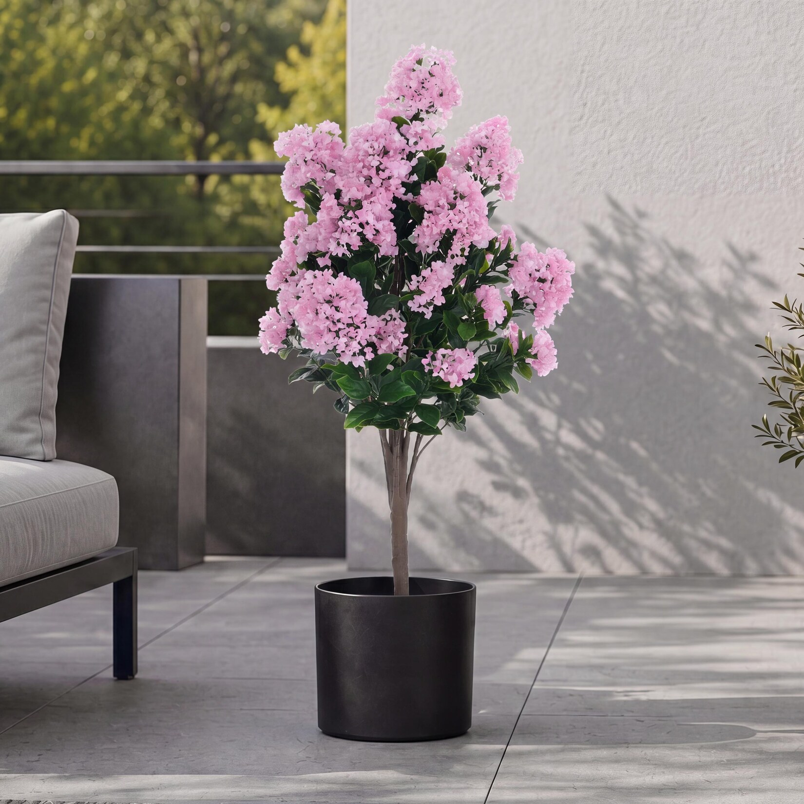 Künstlicher Flieder MCW-Q87, Kunstflieder Dekopflanze Kunstbaum Kunstpflanze, Outdoor Polyethylen 95x40x40cm ~ rosa
