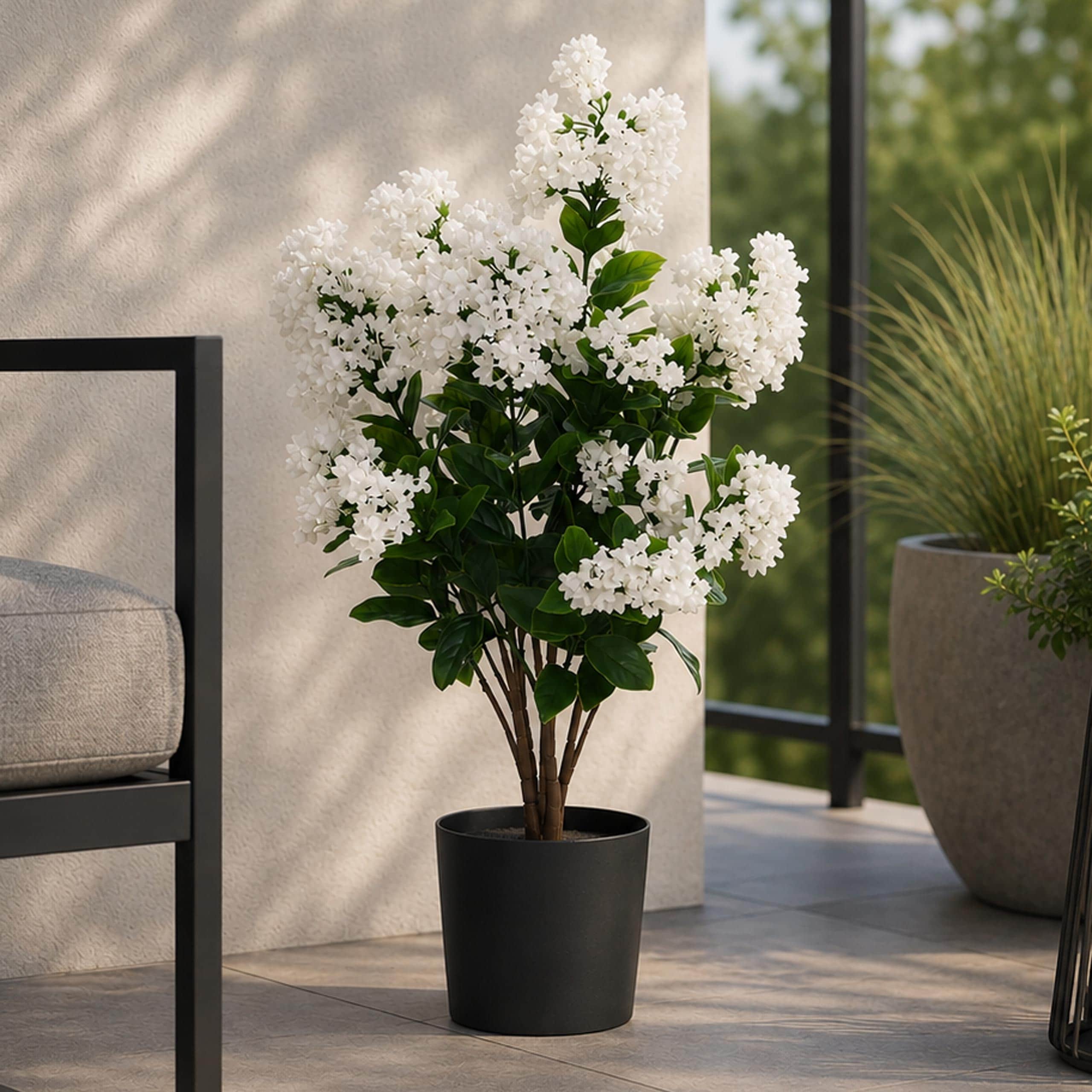K&uuml;nstlicher Flieder MCW-Q87, Kunstflieder Dekopflanze Kunstbaum Kunstpflanze, Outdoor Polyethylen 64x35x35cm ~ wei&szlig; - Bild 1