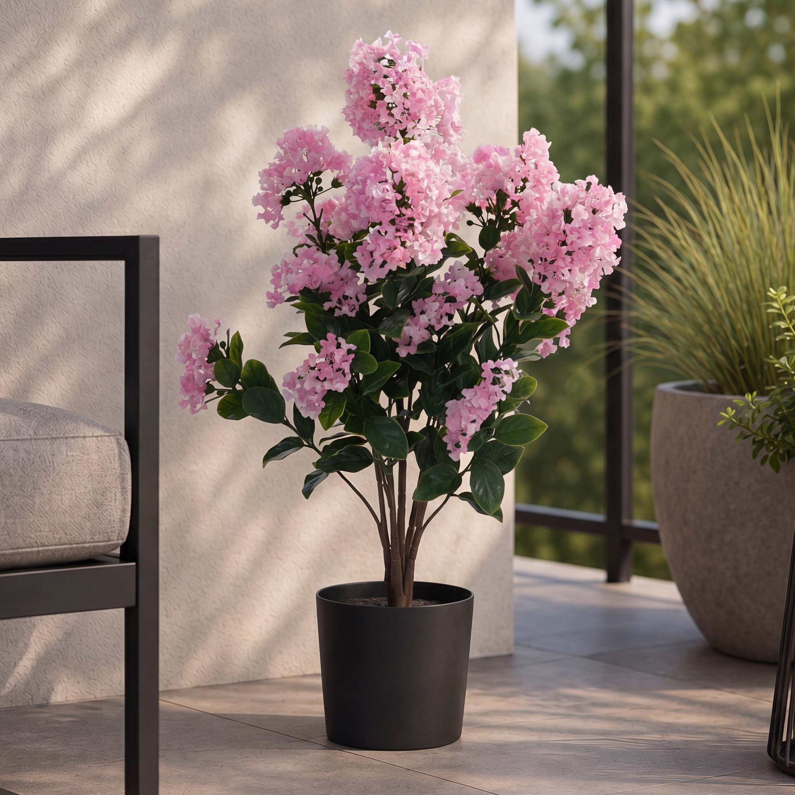 K&uuml;nstlicher Flieder MCW-Q87, Kunstflieder Dekopflanze Kunstbaum Kunstpflanze, Outdoor Polyethylen 64x35x35cm ~ rosa - Bild 1