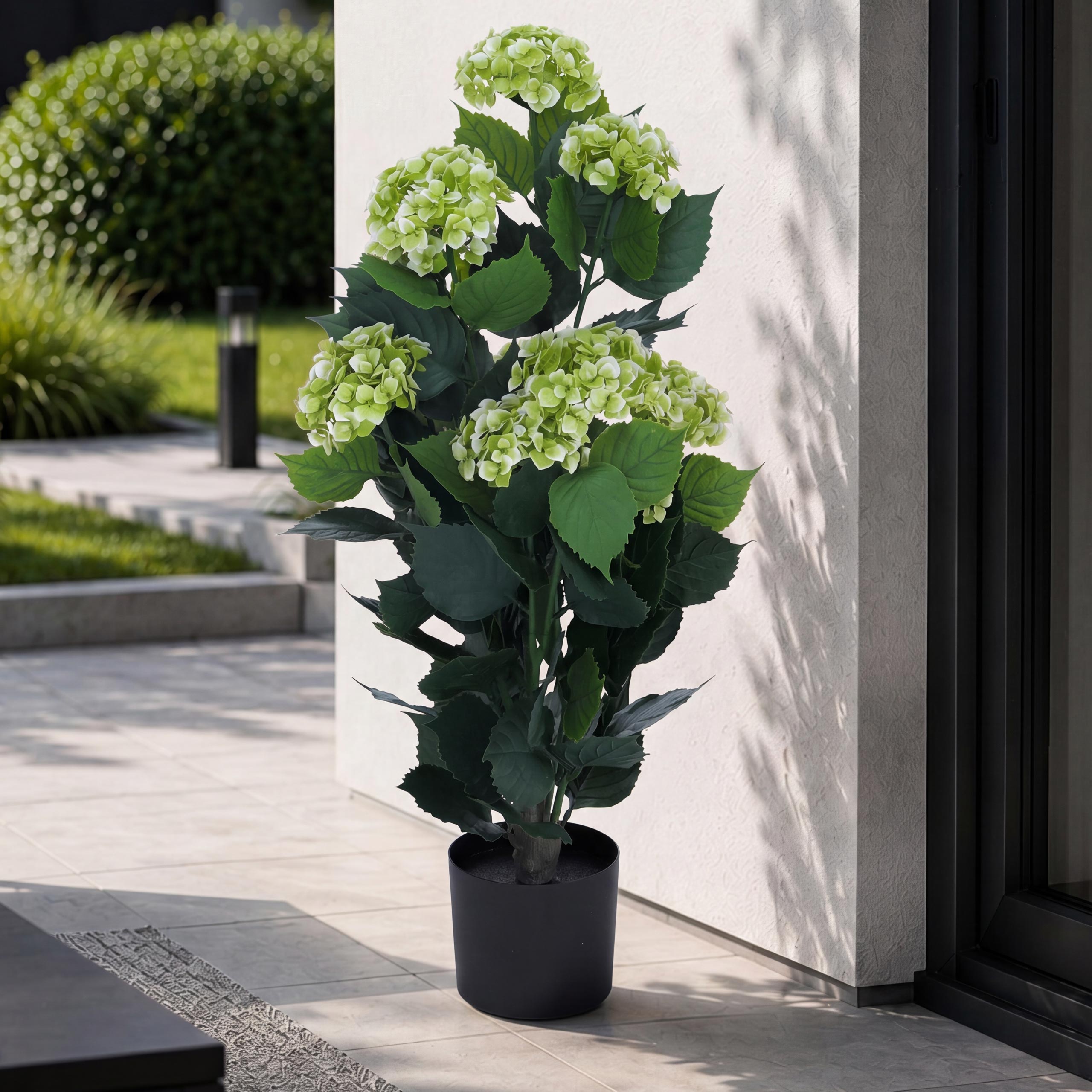 K&uuml;nstliche Hortensie MCW-Q86, Dekopflanze Kunsthortensie Kunstpflanze, Outdoor Polyethylen 90x50x50cm ~ gr&uuml;n - Bild 1