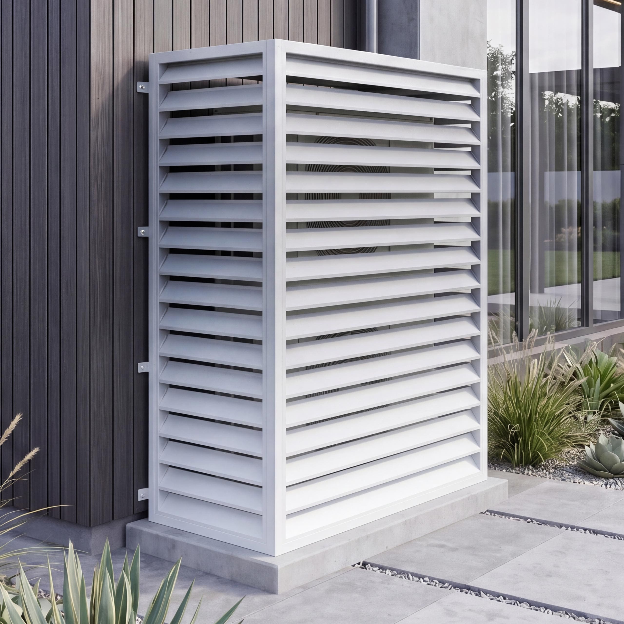 Verkleidung f&uuml;r Klimaanlage/W&auml;rmetauscher MCW-O43, Abdeckung Schutzgitter, Metall 164x127x65cm ~ grau-wei&szlig; - Bild 1