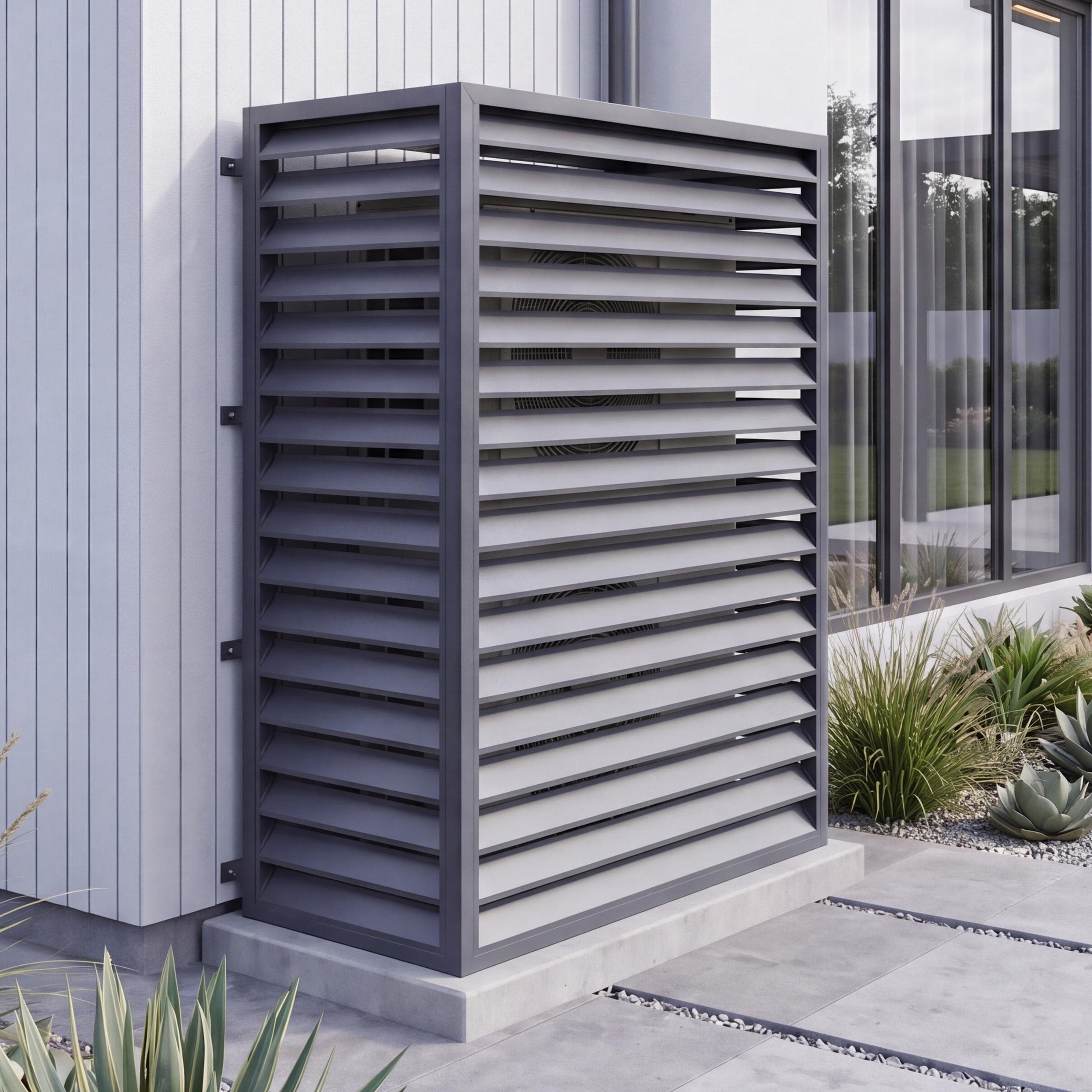 Verkleidung f&uuml;r Klimaanlage/W&auml;rmetauscher MCW-O43, Abdeckung Schutzgitter, Metall 164x127x65cm ~ anthrazit - Bild 1