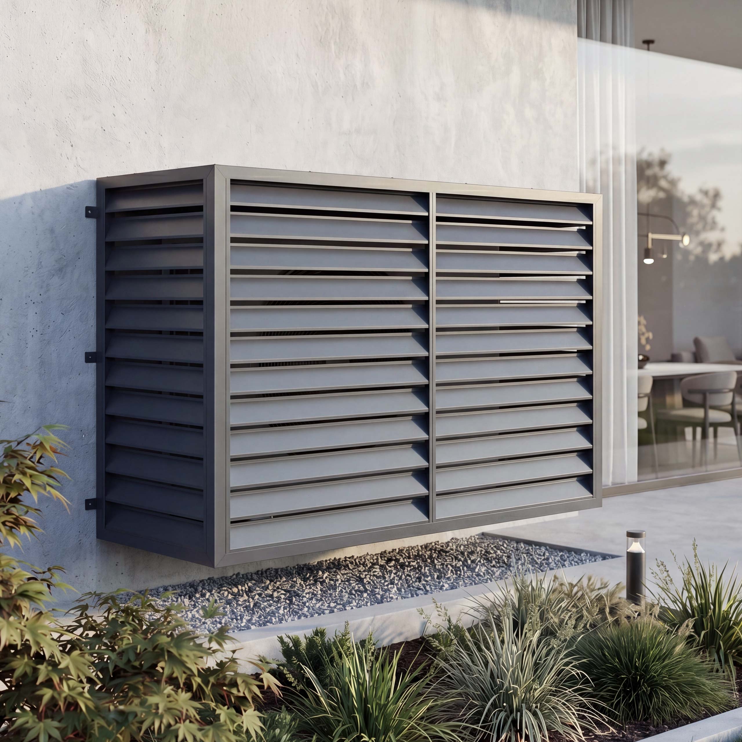 Verkleidung f&uuml;r Klimaanlage/W&auml;rmetauscher MCW-O43, Abdeckung Schutzgitter, Metall 132x175x75cm ~ anthrazit - Bild 1