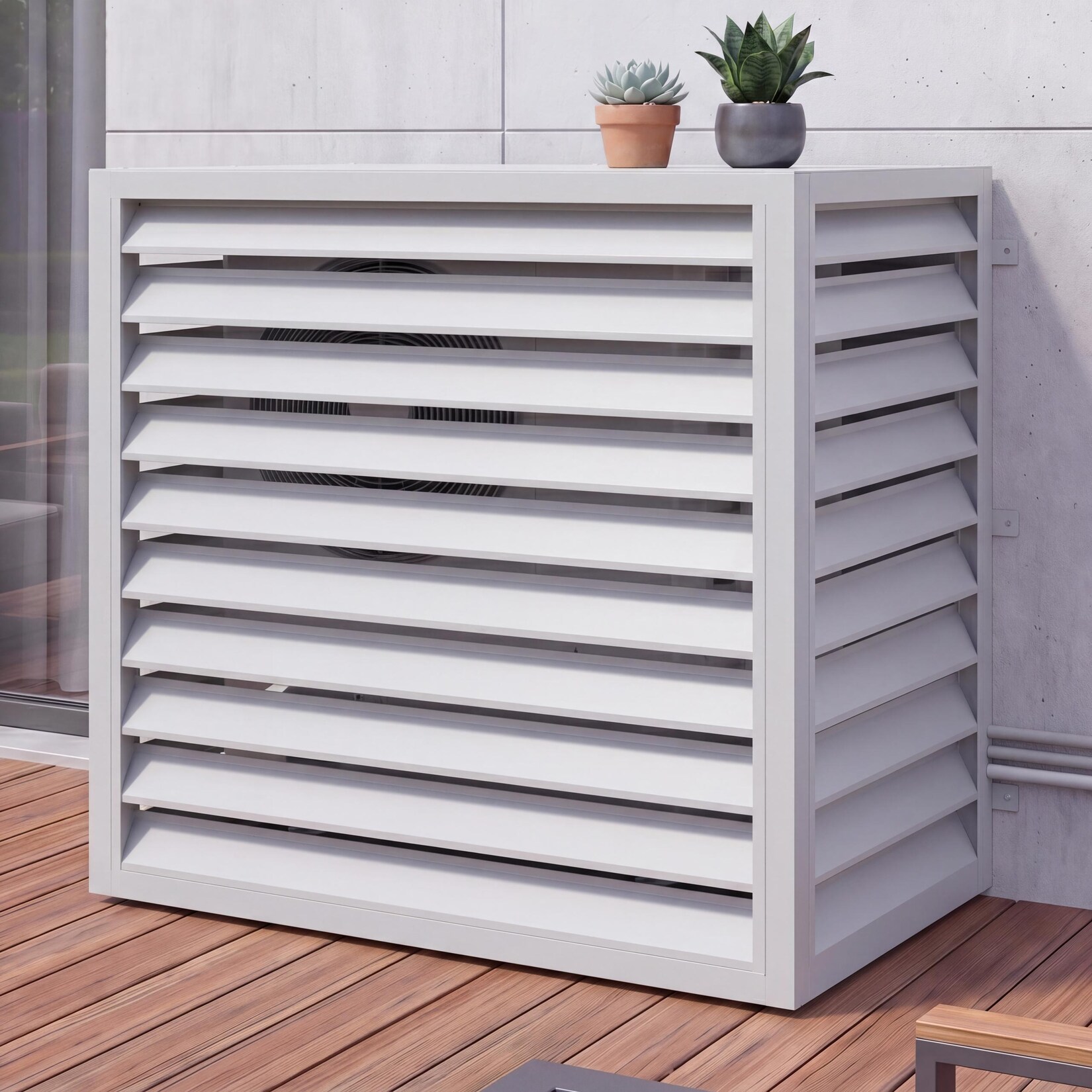 Verkleidung für Klimaanlage/Wärmetauscher -O43, Abdeckung Schutzgitter, Metall 111x127x65cm ~ grau-weiß