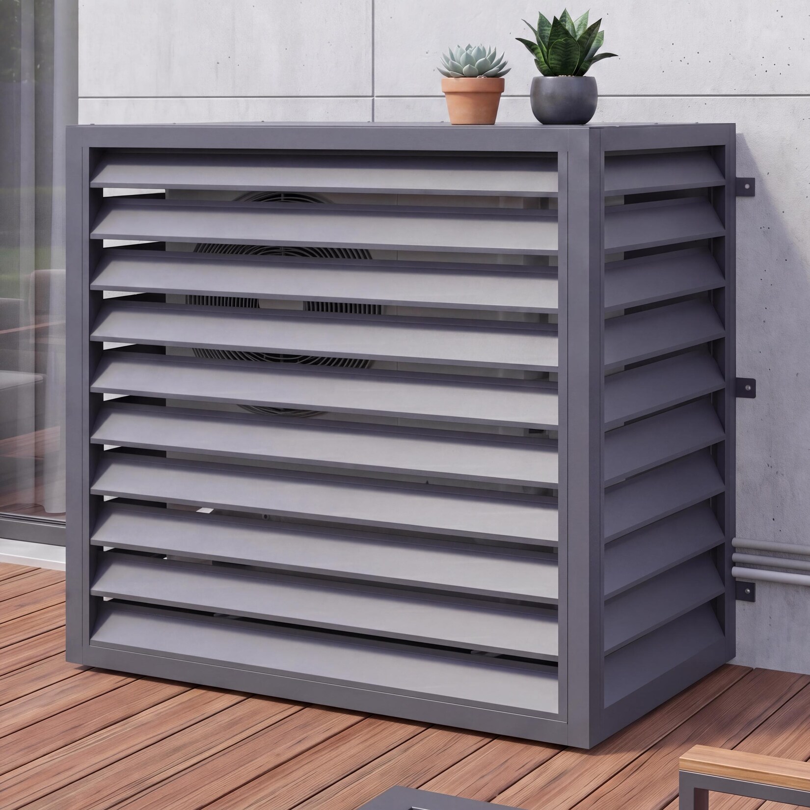 Verkleidung für Klimaanlage/Wärmetauscher -O43, Abdeckung Schutzgitter, Metall 111x127x65cm ~ anthrazit