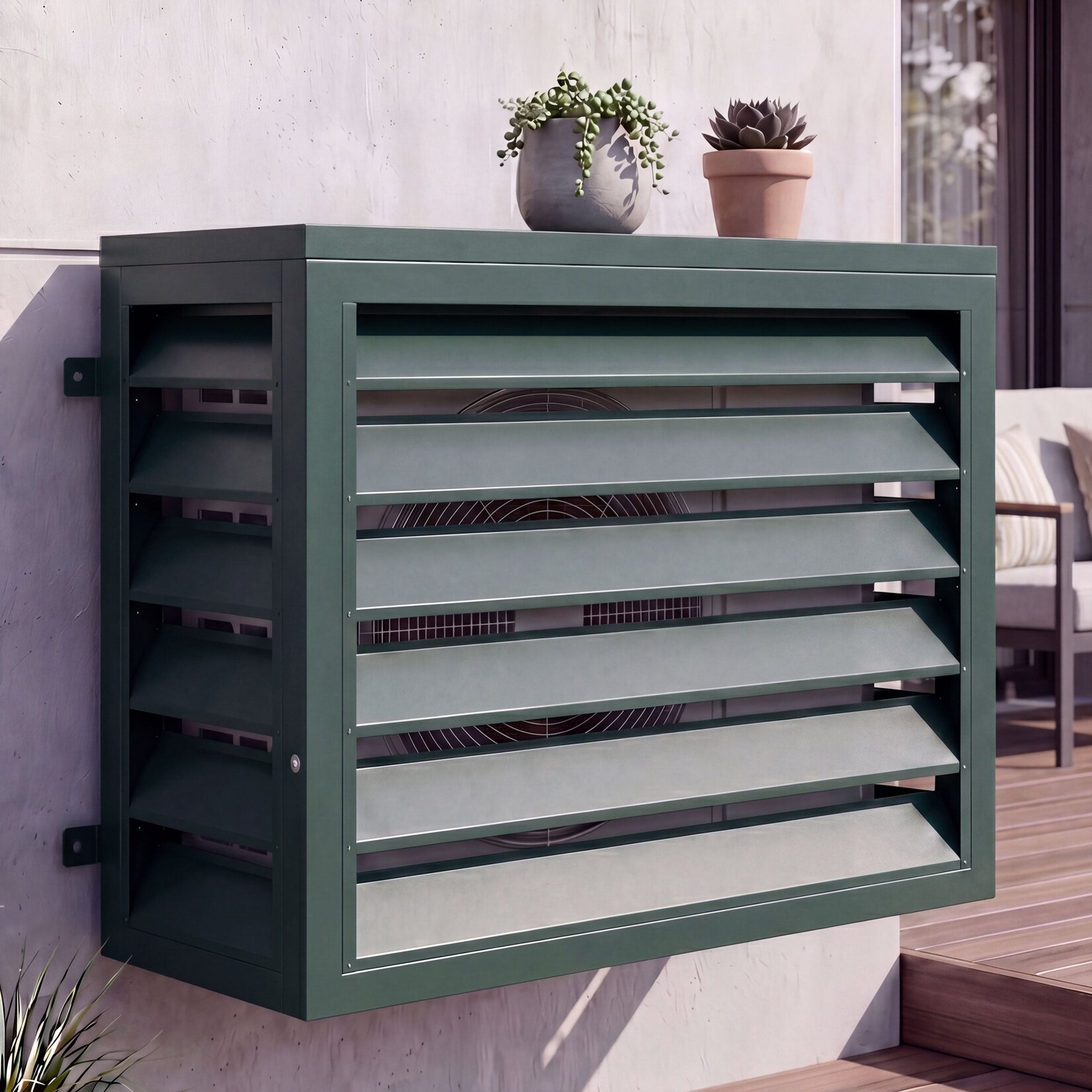 Verkleidung für Klimaanlage/Wärmetauscher -O43, Abdeckung Schutzgitter, Metall 73x97x38cm ~ grün