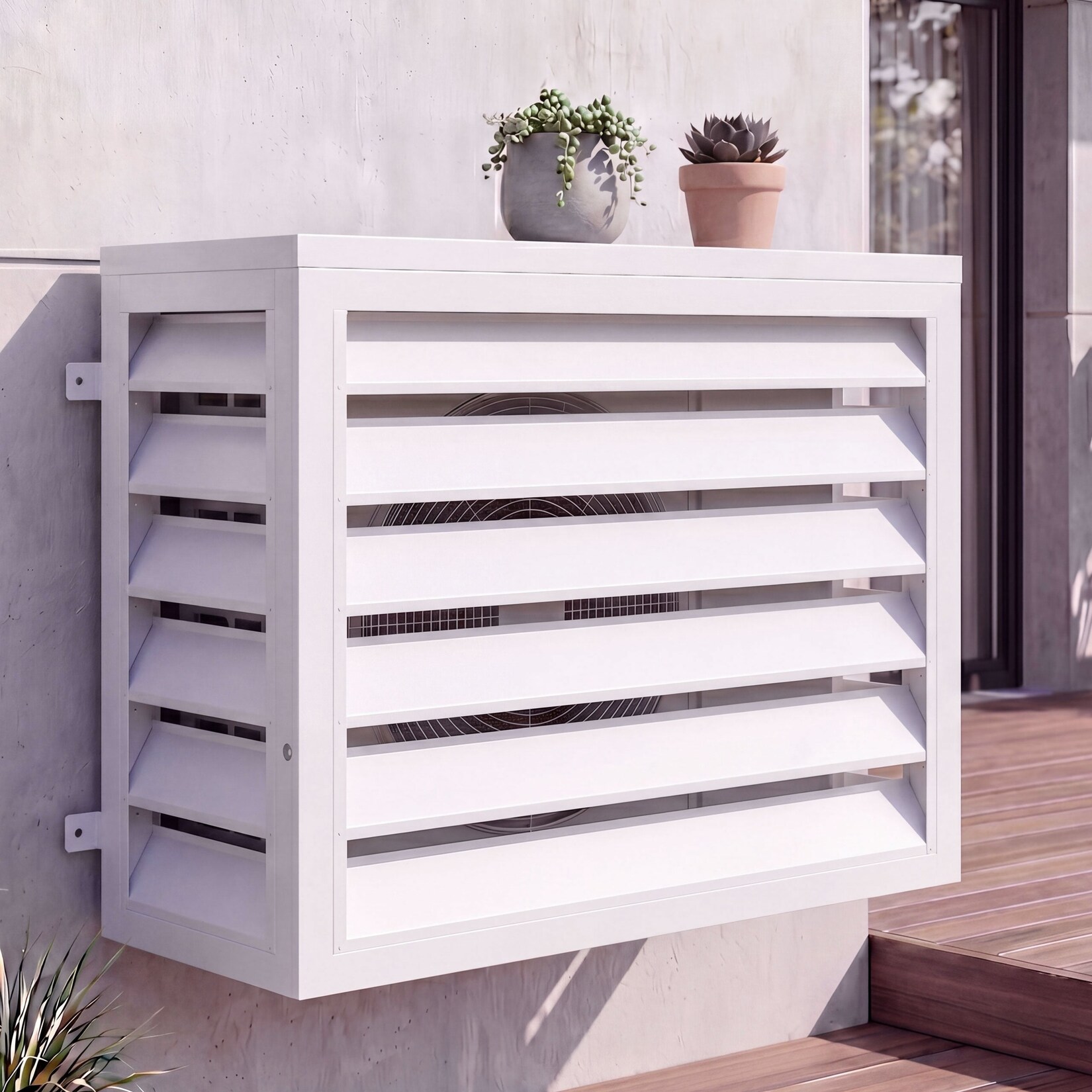 Verkleidung für Klimaanlage/Wärmetauscher -O43, Abdeckung Schutzgitter, Metall 73x97x38cm ~ grau-weiß