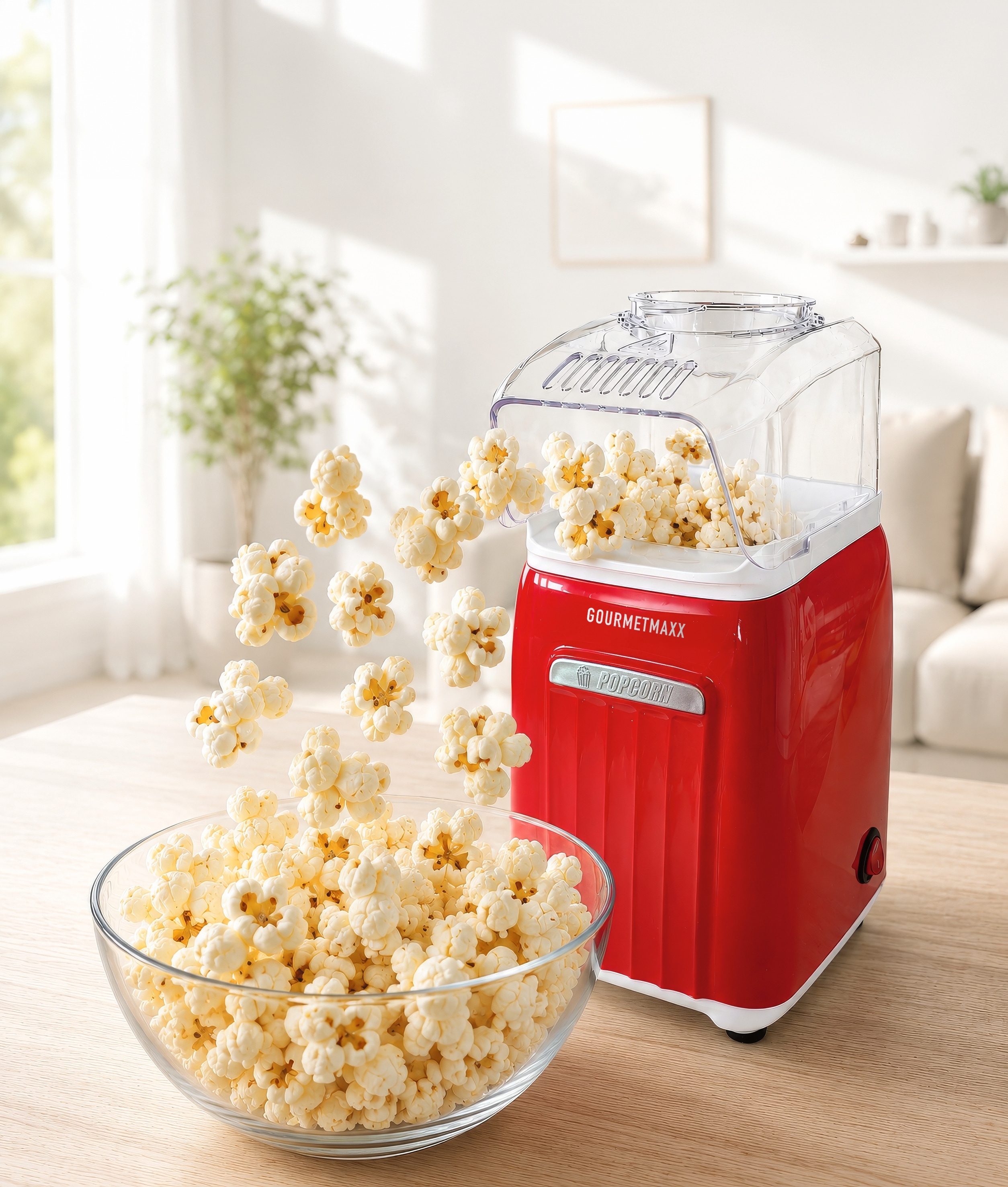 GOURMETmaxx Popcorn-Maschine 1200W rot/wei&szlig; Retro - Bild 1