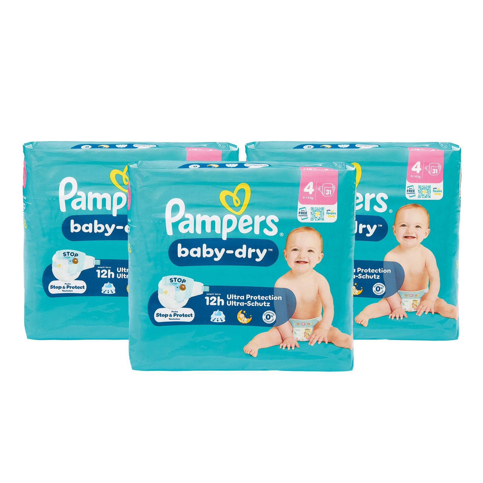 Pampers Baby Dry Windeln Junior Gr. 4 Maxi 9-14 kg 31 ST, 3er Pack - Bild 1