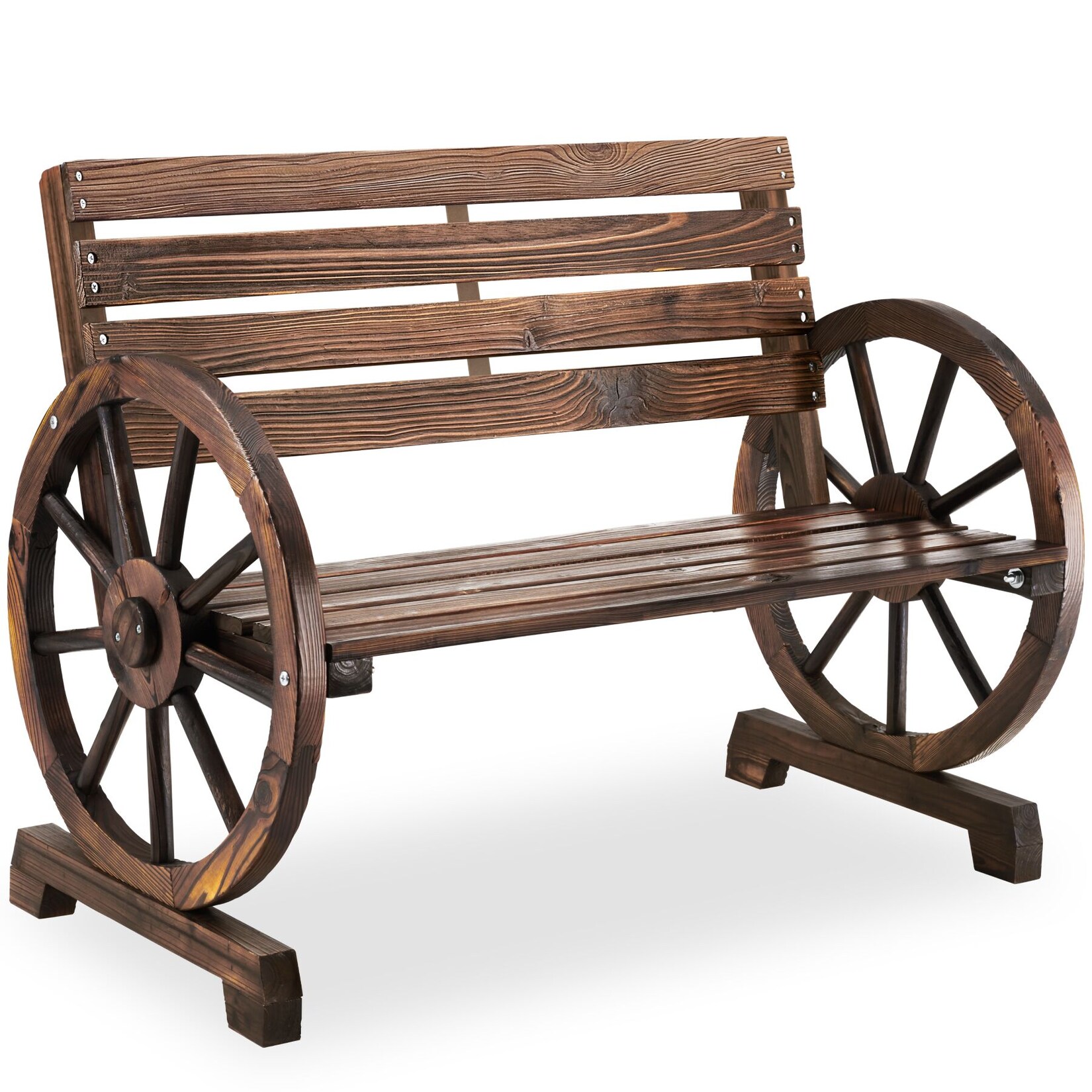 tectake® Gartenbank, 2-Sitzer, 106 x 55 x 78 cm, geflammtes Massivholz mit Lackierung, Belastbarkeit