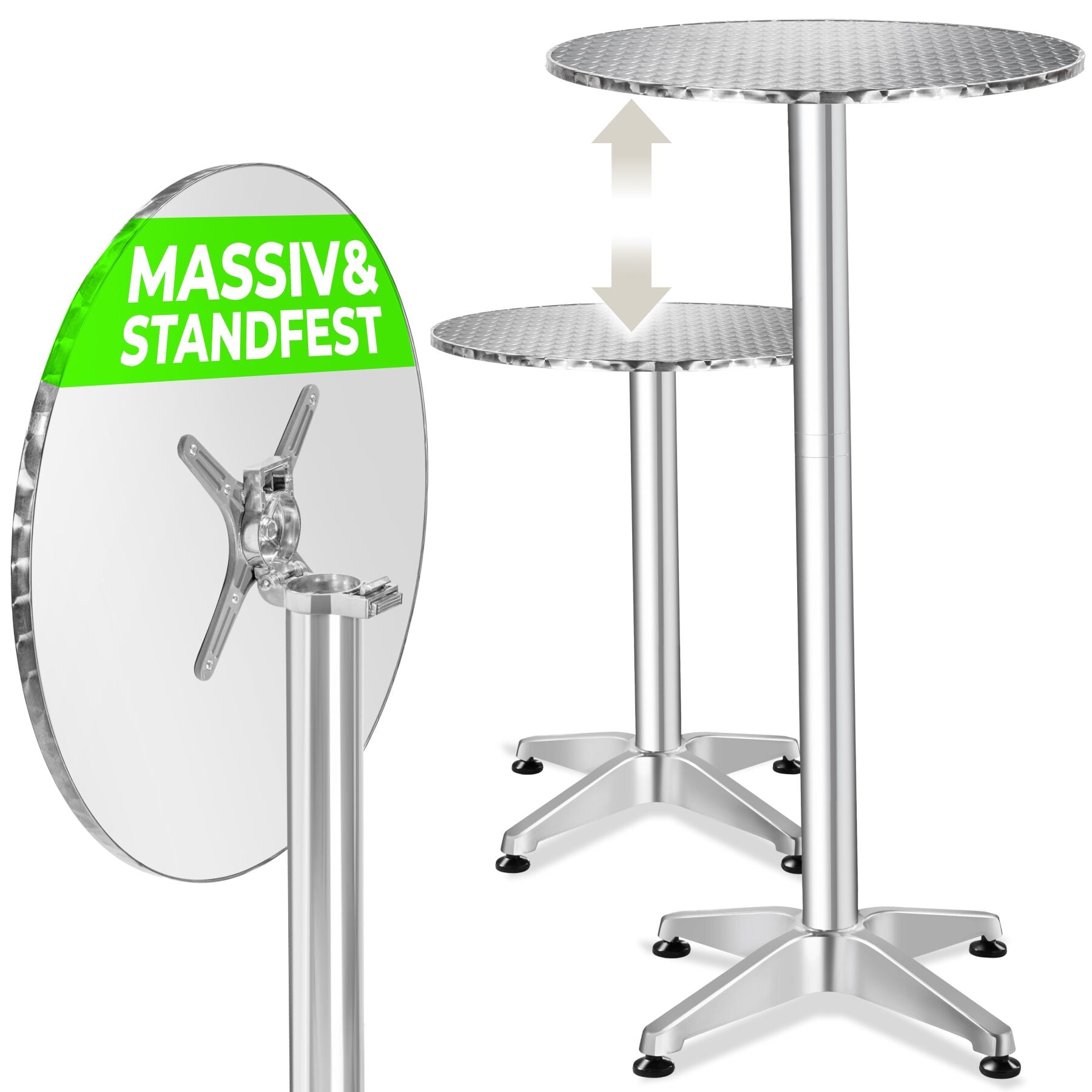 tectake&reg; Aluminium-Bistrotisch, wetterfest, klappbar, Zementsockel, Belastbarkeit 60 kg, h&ouml;henverstellbare Kunststofff&uuml;&szlig;e - Bild 1
