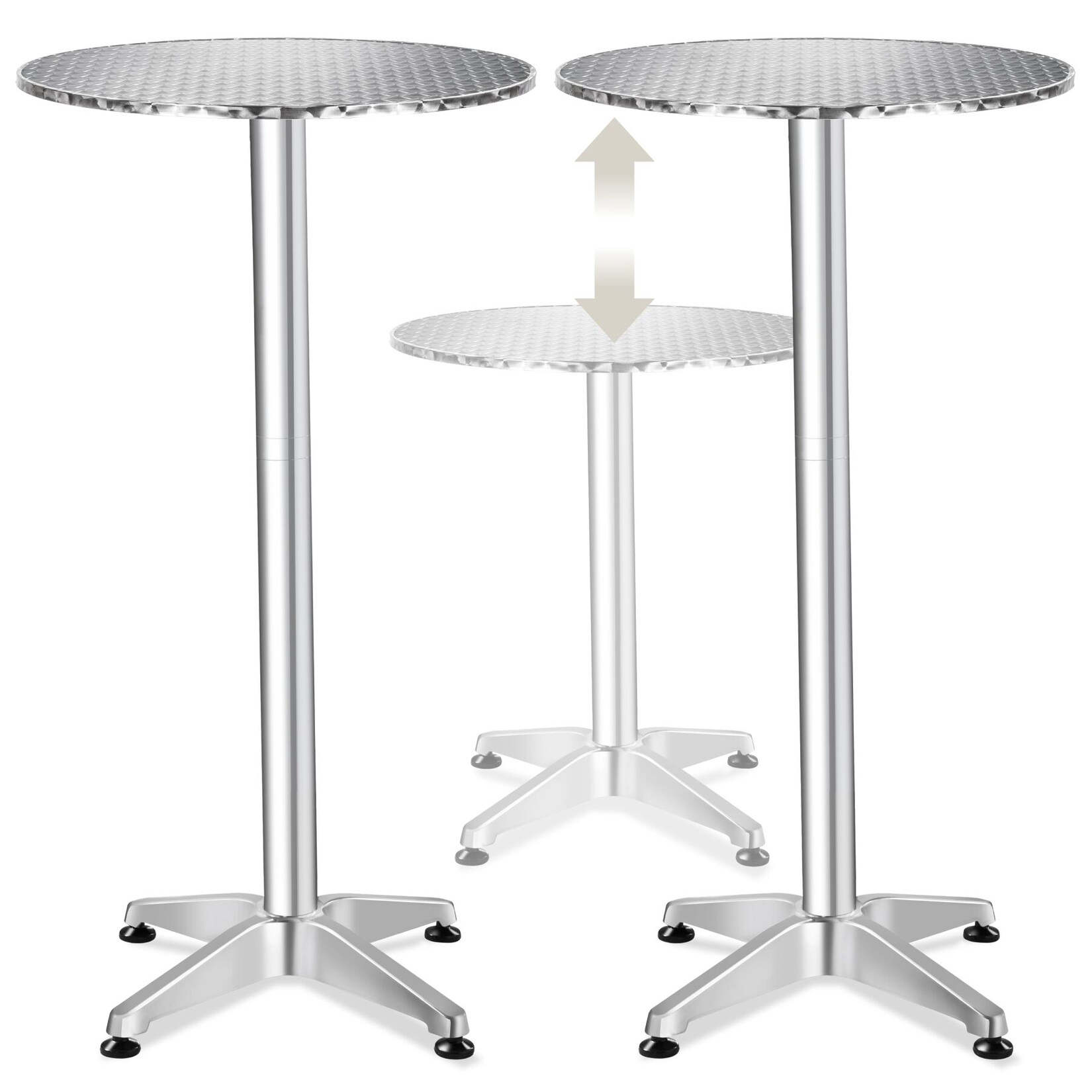 tectake® Aluminium-Bistrotisch, wetterfest, klappbar, Zementsockel, Belastbarkeit , höhenverstellbare Kunststofffüße