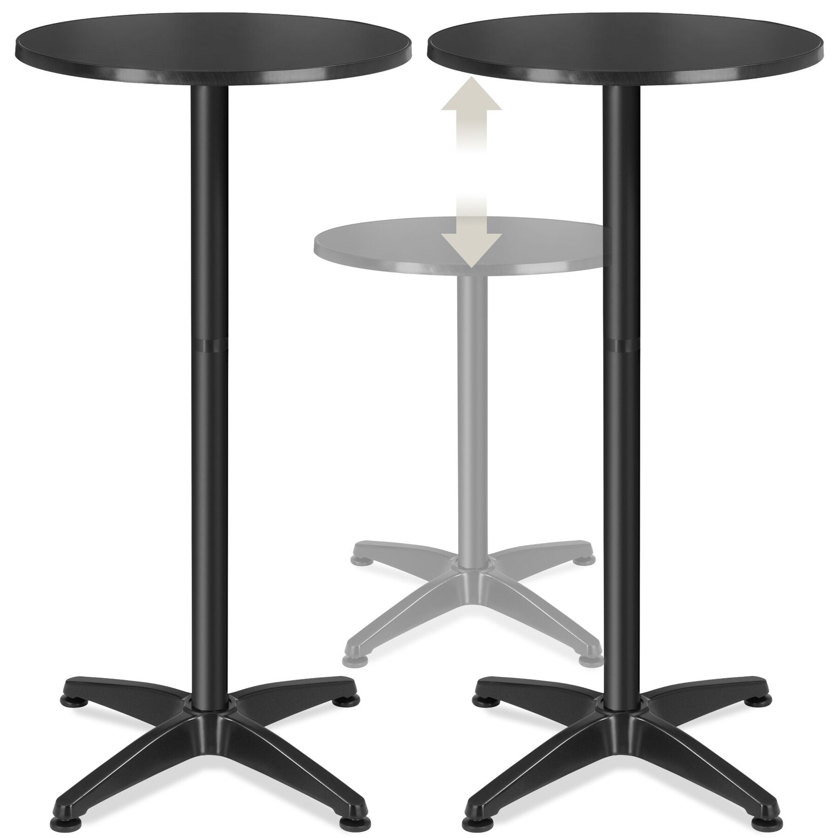 tectake® Aluminium-Bistrotisch, wetterfest, klappbar, Zementsockel, Belastbarkeit , höhenverstellbare Kunststofffüße