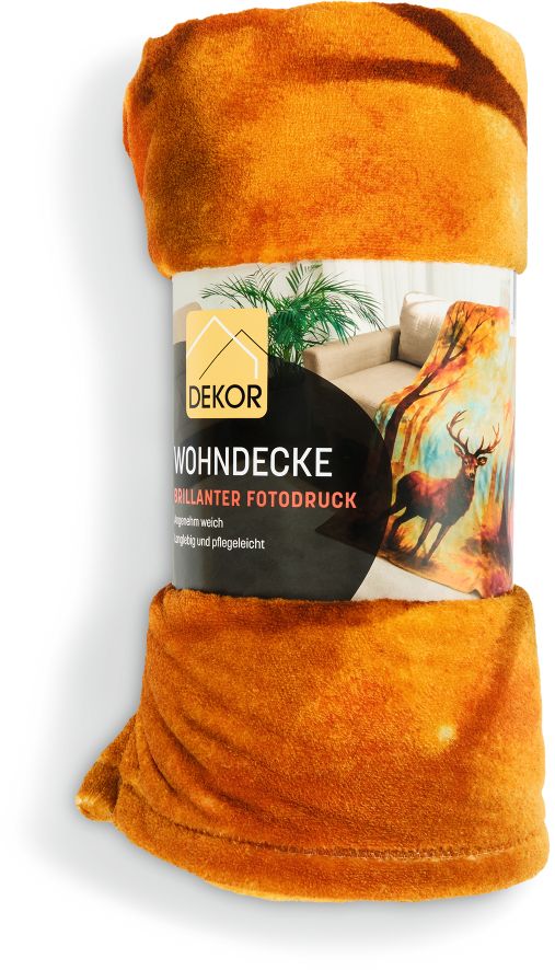 Dekor Wohndecke Fotodruck, 150x200 cm - Hirsch - Bild 1