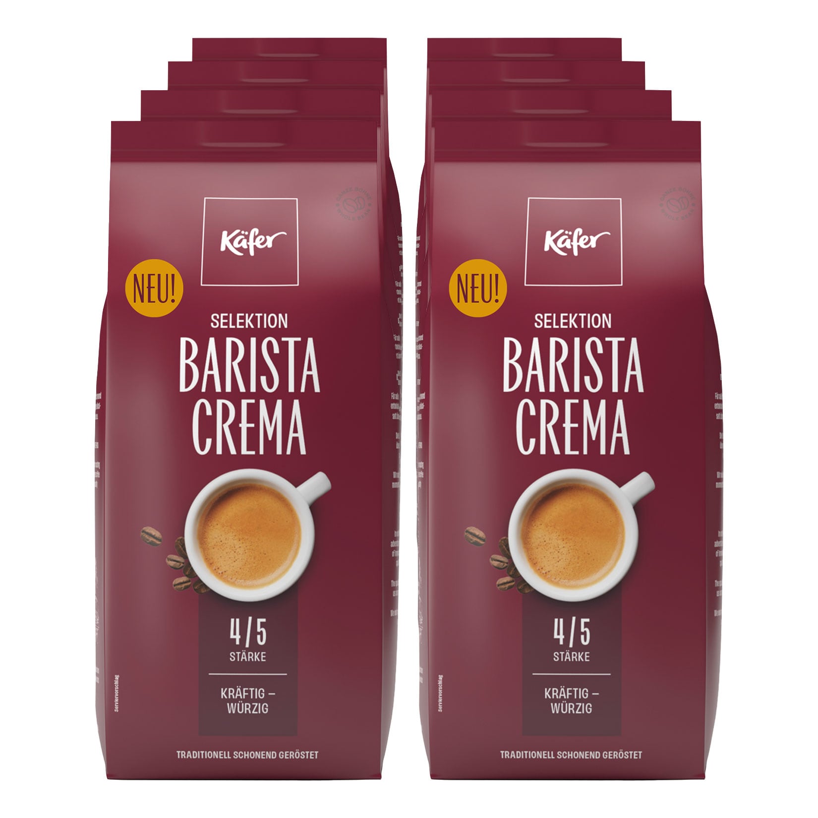 K&auml;fer Barista Crema Ganze Bohne 1 kg, 8er Pack - Bild 1