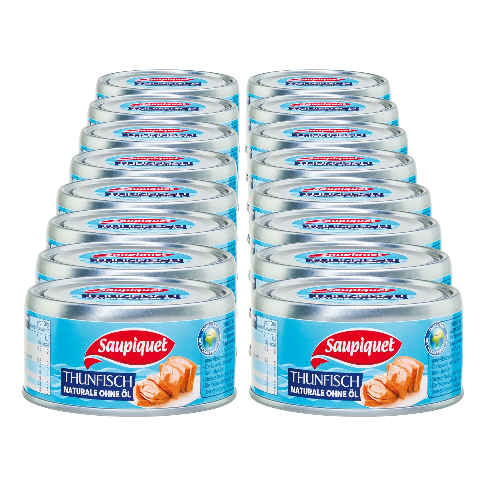 Saupiquet Thunfisch Natural 140 g Abtropfgewicht, 16er Pack - Bild 1
