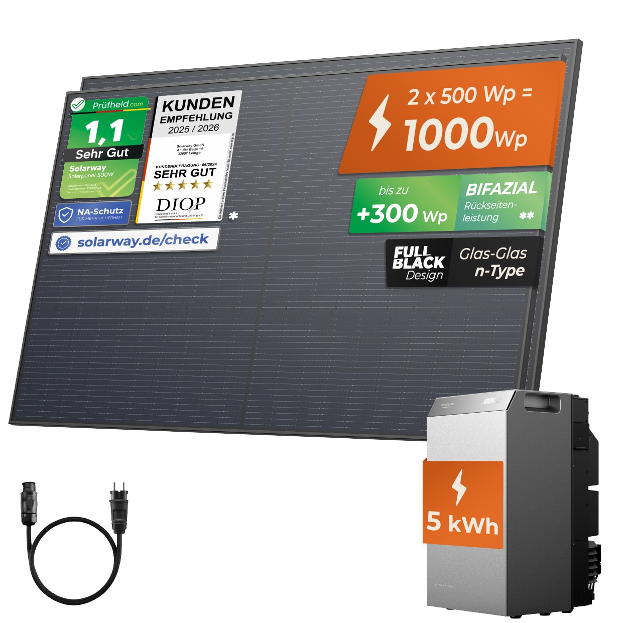SOLARWAY Balkonkraftwerk 1000 Watt | EcoFlow STREAM 5000 - Bild 1