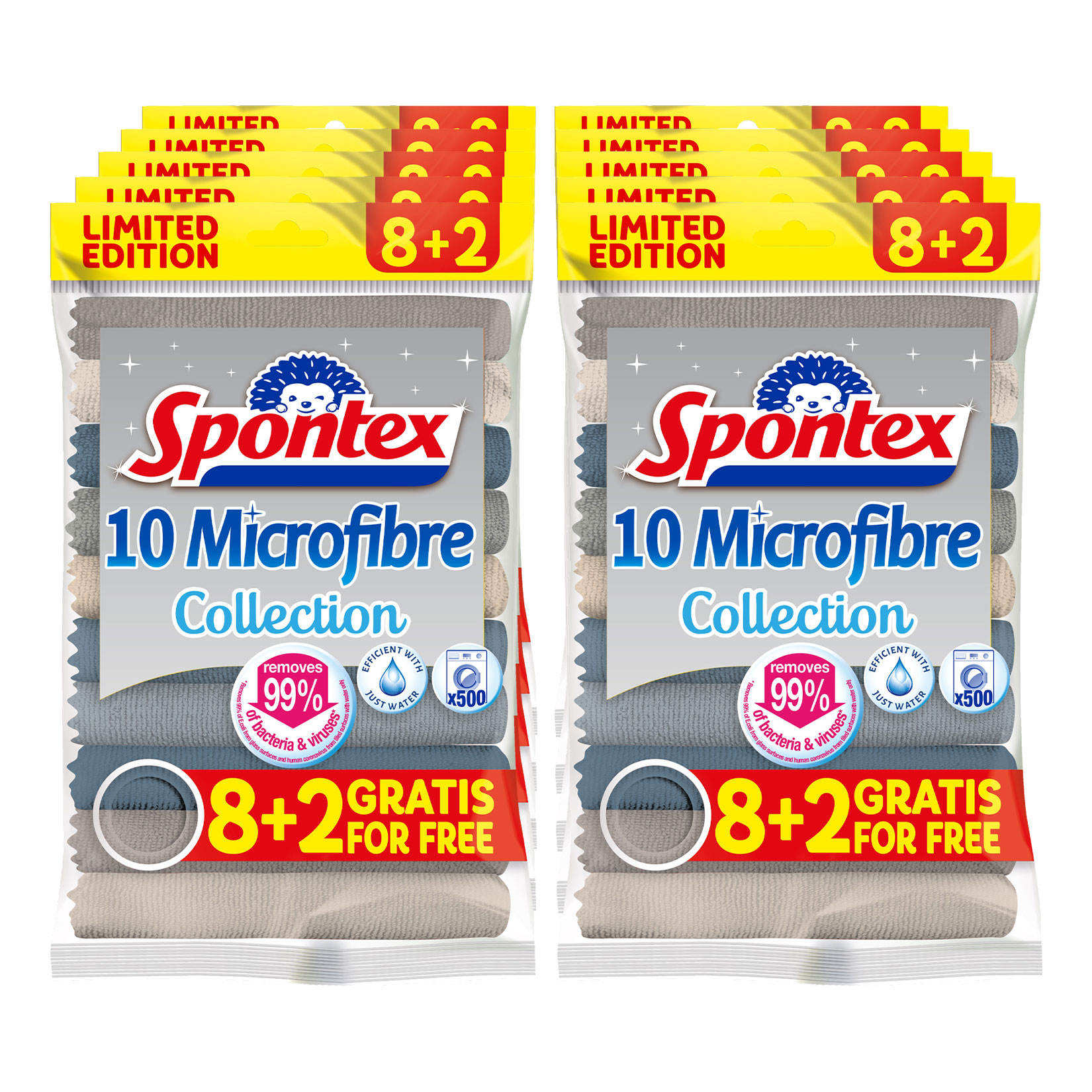 Spontex Mikrofibre Collection Limited Edition, 8 Stk + 2 Stk gratis, 10er Pack - Bild 1