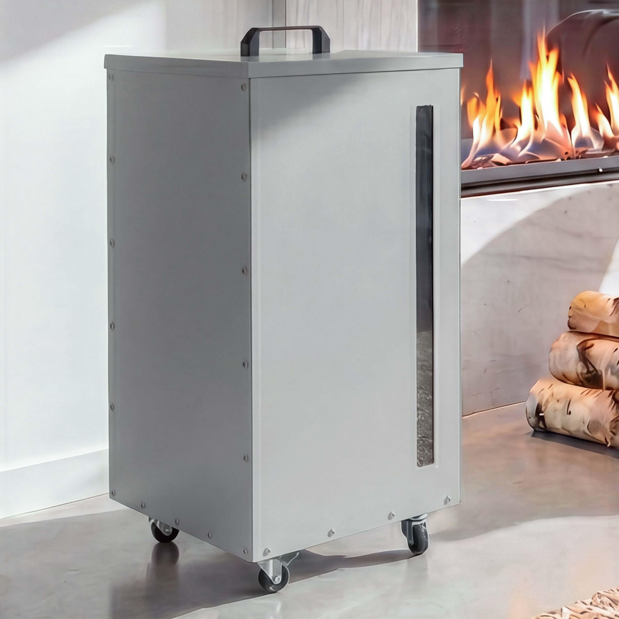 Pelletbeh&auml;lter MCW-Q30, Pelletbox, Aufbewahrungsbox f&uuml;r z.B. Tierfutter, Sichtfenster Rollen 86x36x36cm ~ wei&szlig;-hellgrau - Bild 1