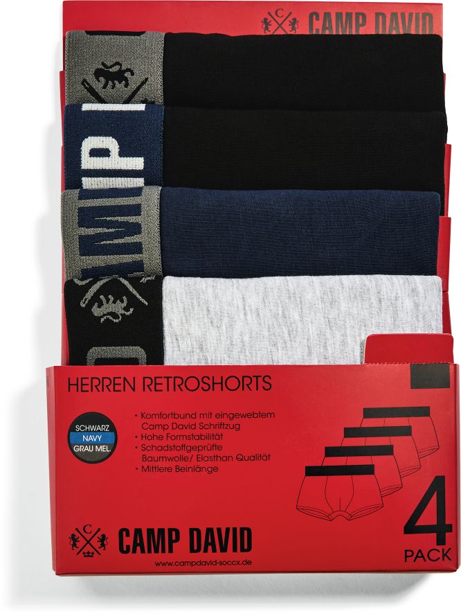 Camp David H-Boxer short 4er Pack black/navy/grey M - Bild 1