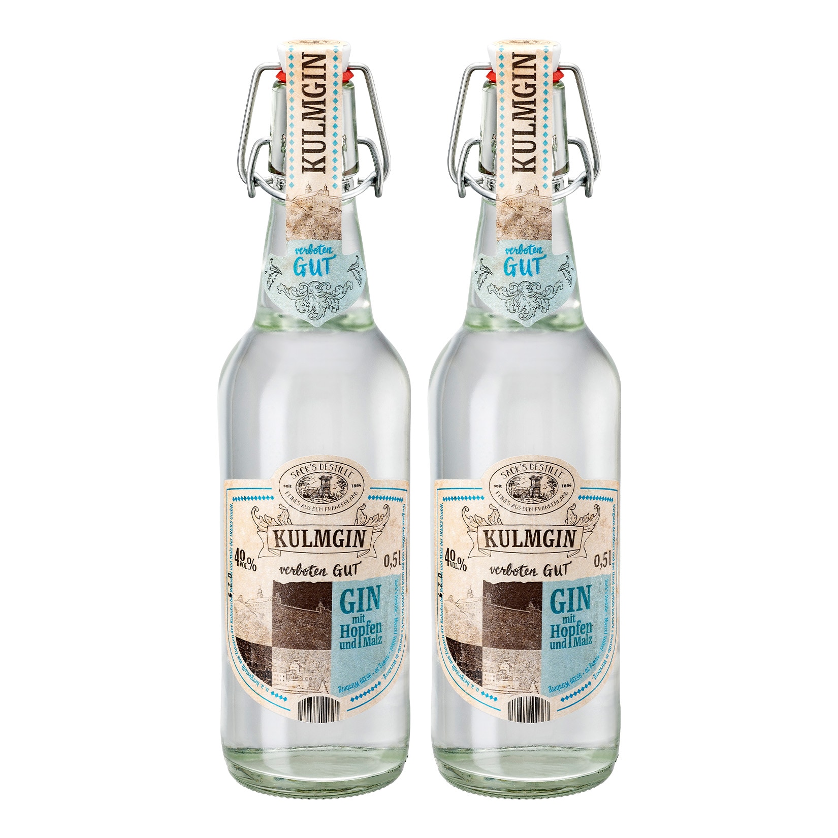 Sack&acute;s Destille Kulmgin 40 % vol 0,5 Liter, 2er Pack - Bild 1